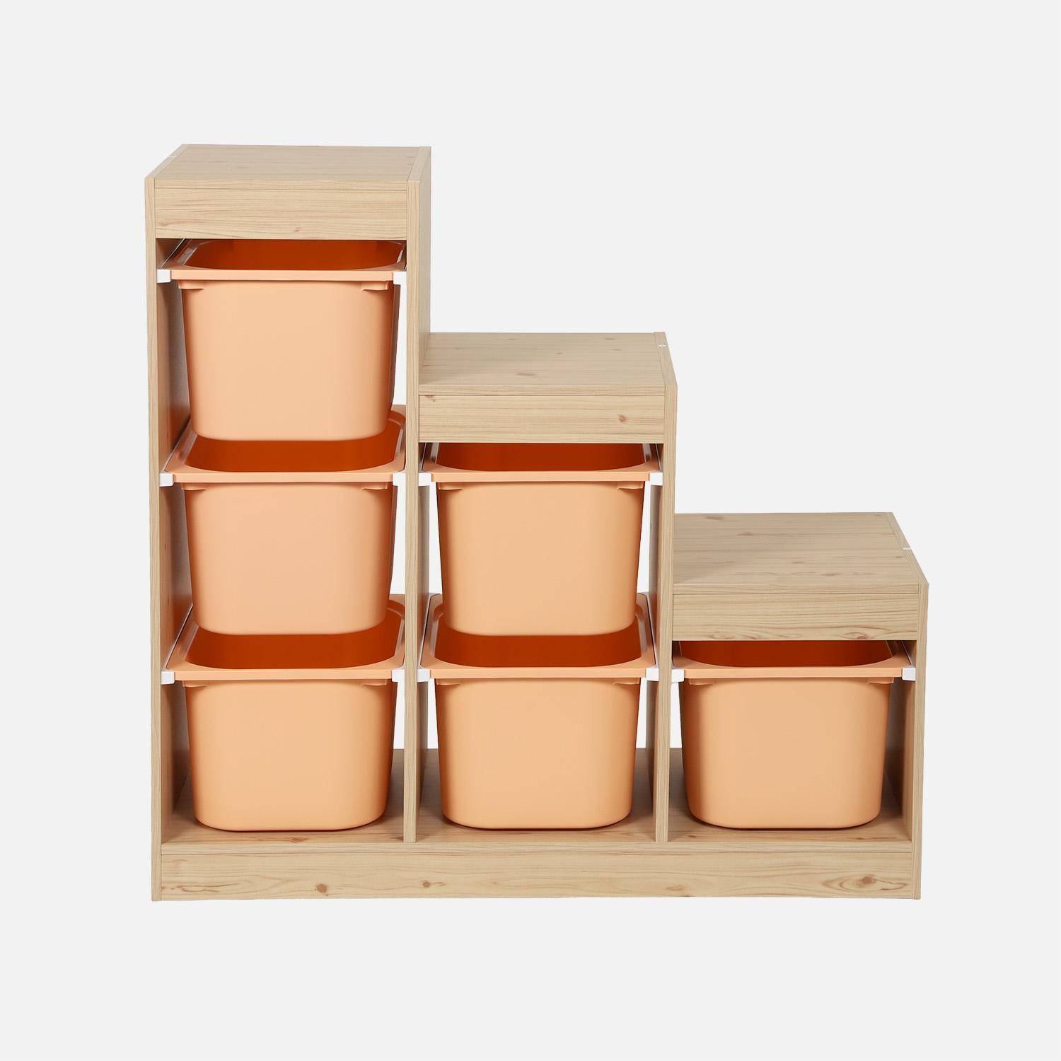 Mobile contenitore per bambini a scala con 6 contenitori Pesca - 96x38.5x90 cm Photo2