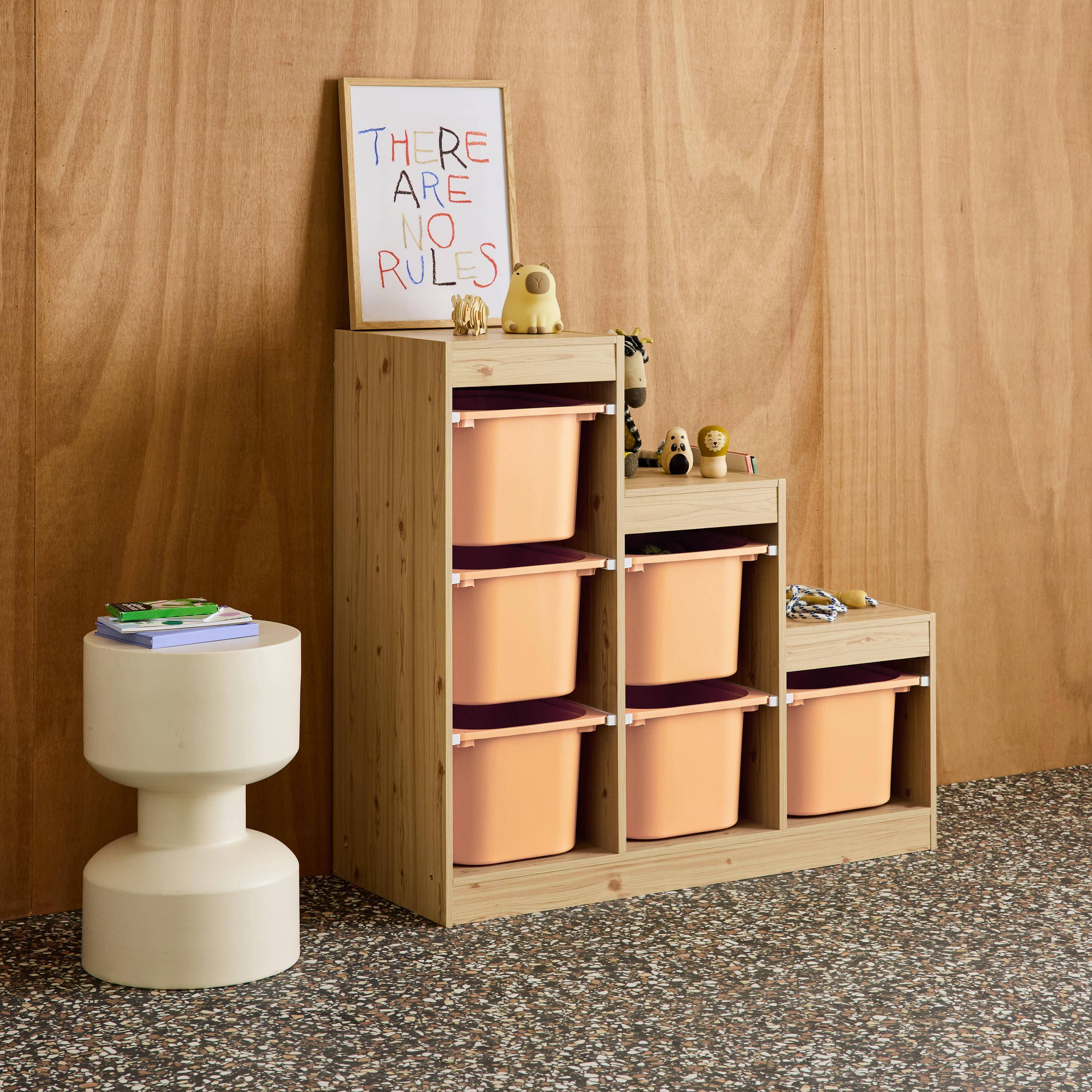 Mobile contenitore per bambini a scala con 6 contenitori Pesca - 96x38.5x90 cm,sweeek,Photo2