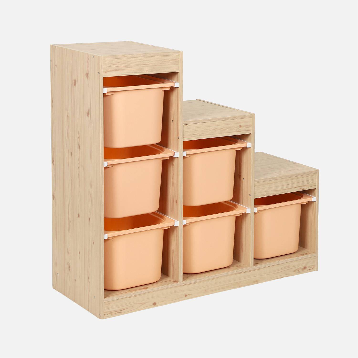 Mobile contenitore per bambini a scala con 6 contenitori Pesca - 96x38.5x90 cm Photo1