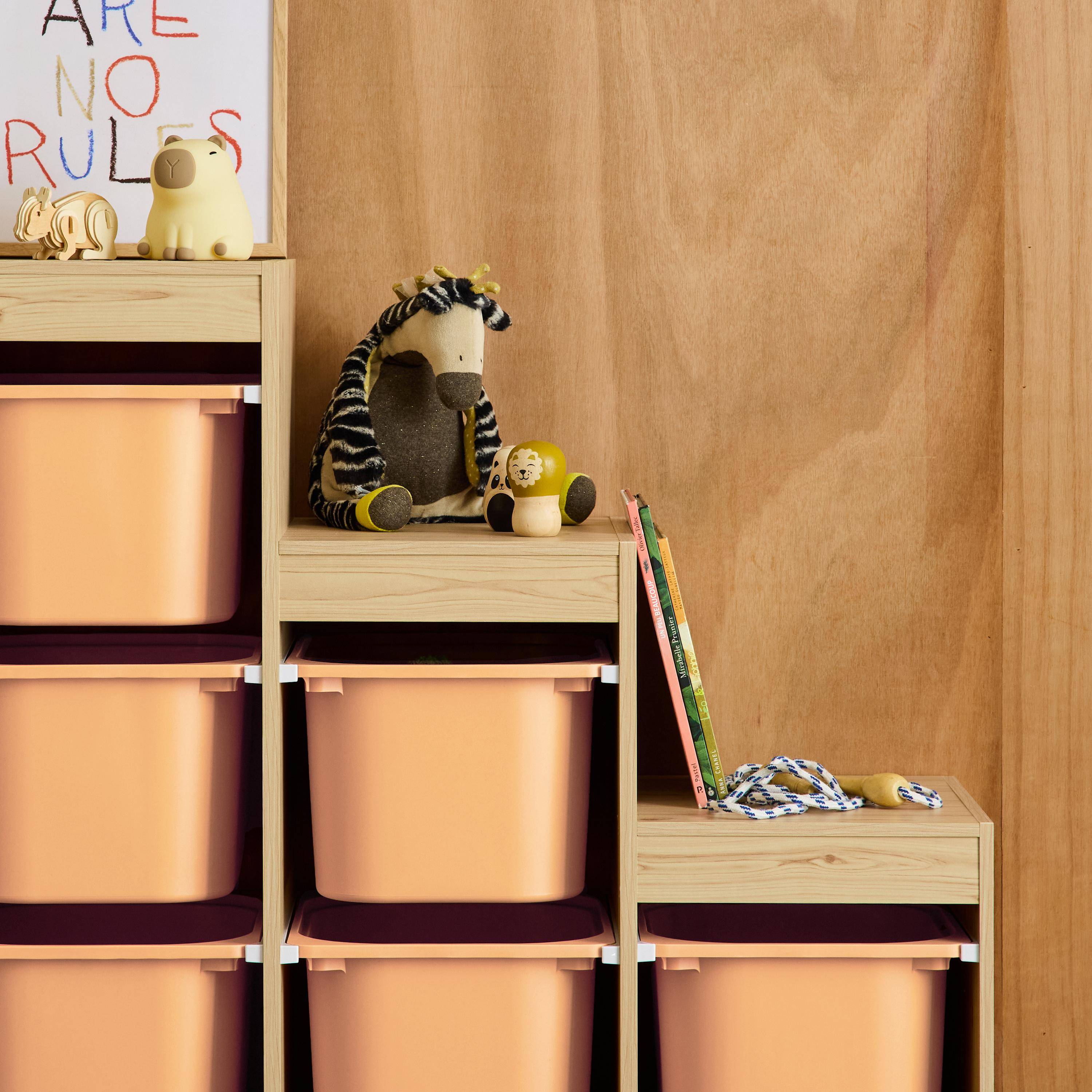 Mobile contenitore per bambini a scala con 6 contenitori Pesca - 96x38.5x90 cm Photo3