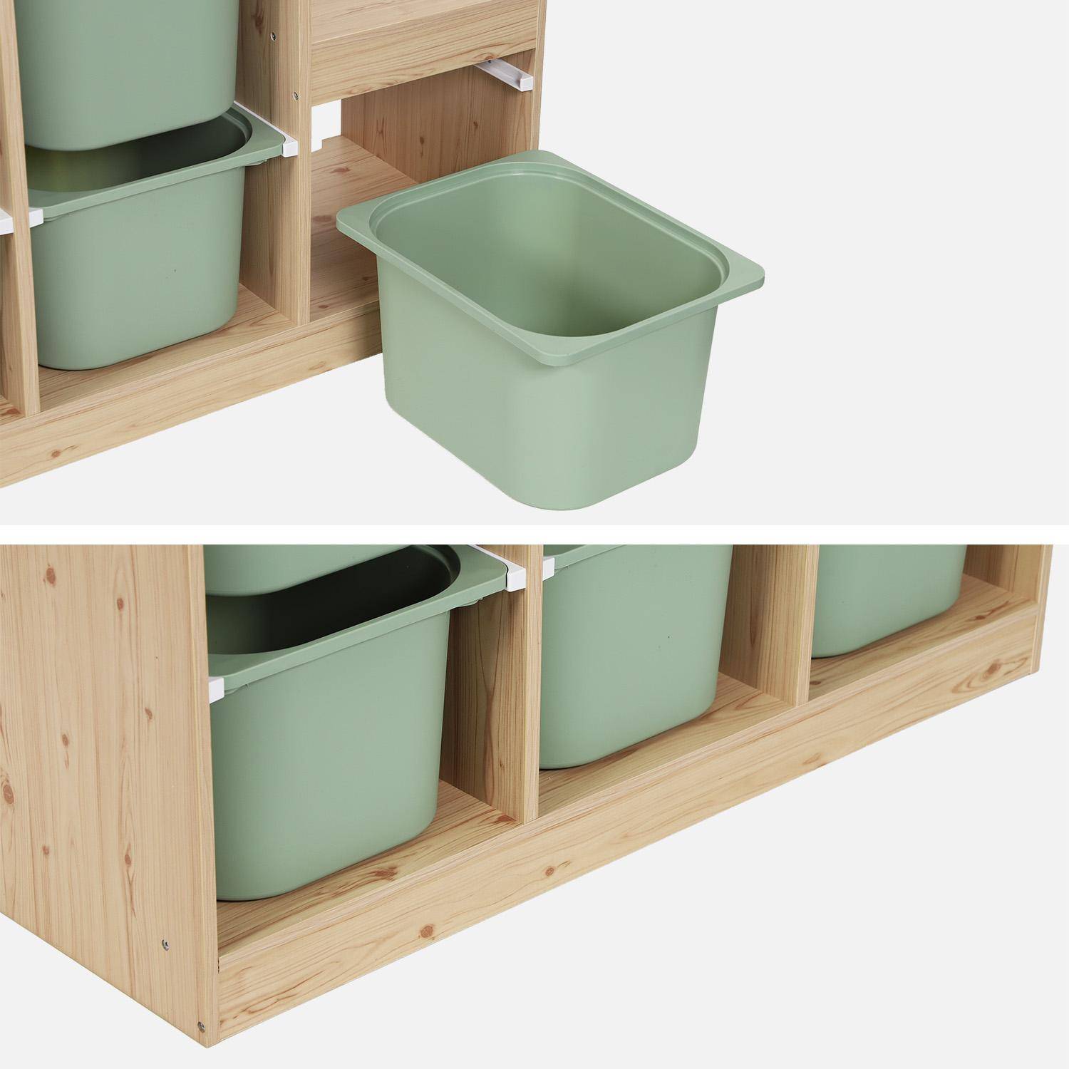 Mobile contenitore per bambini a scala con 6 contenitori Verde grigio - 96x38.5x90 cm,sweeek,Photo3