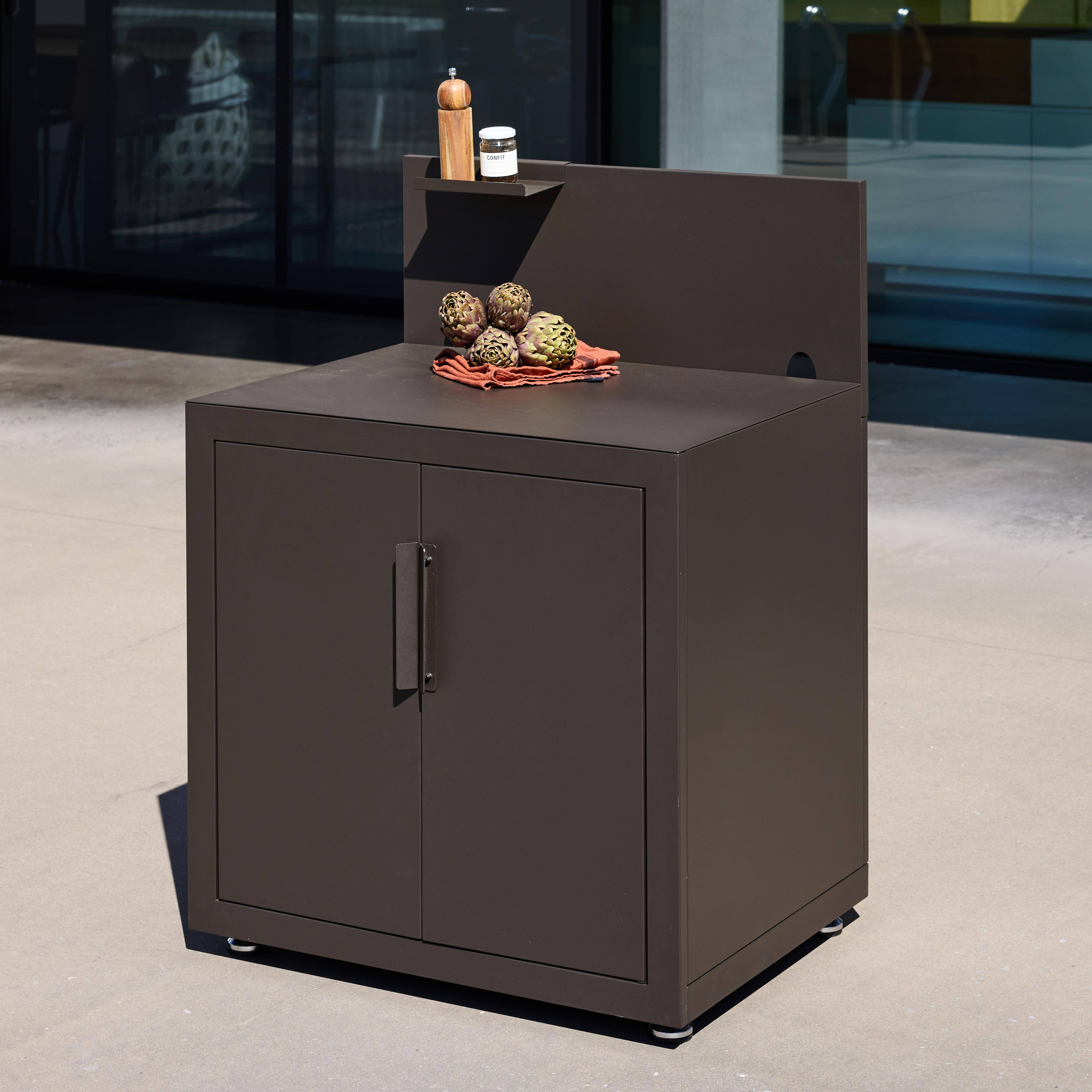 Outdoor kitchen steel 2 doors 1 hook L80cm black - Milos Photo2