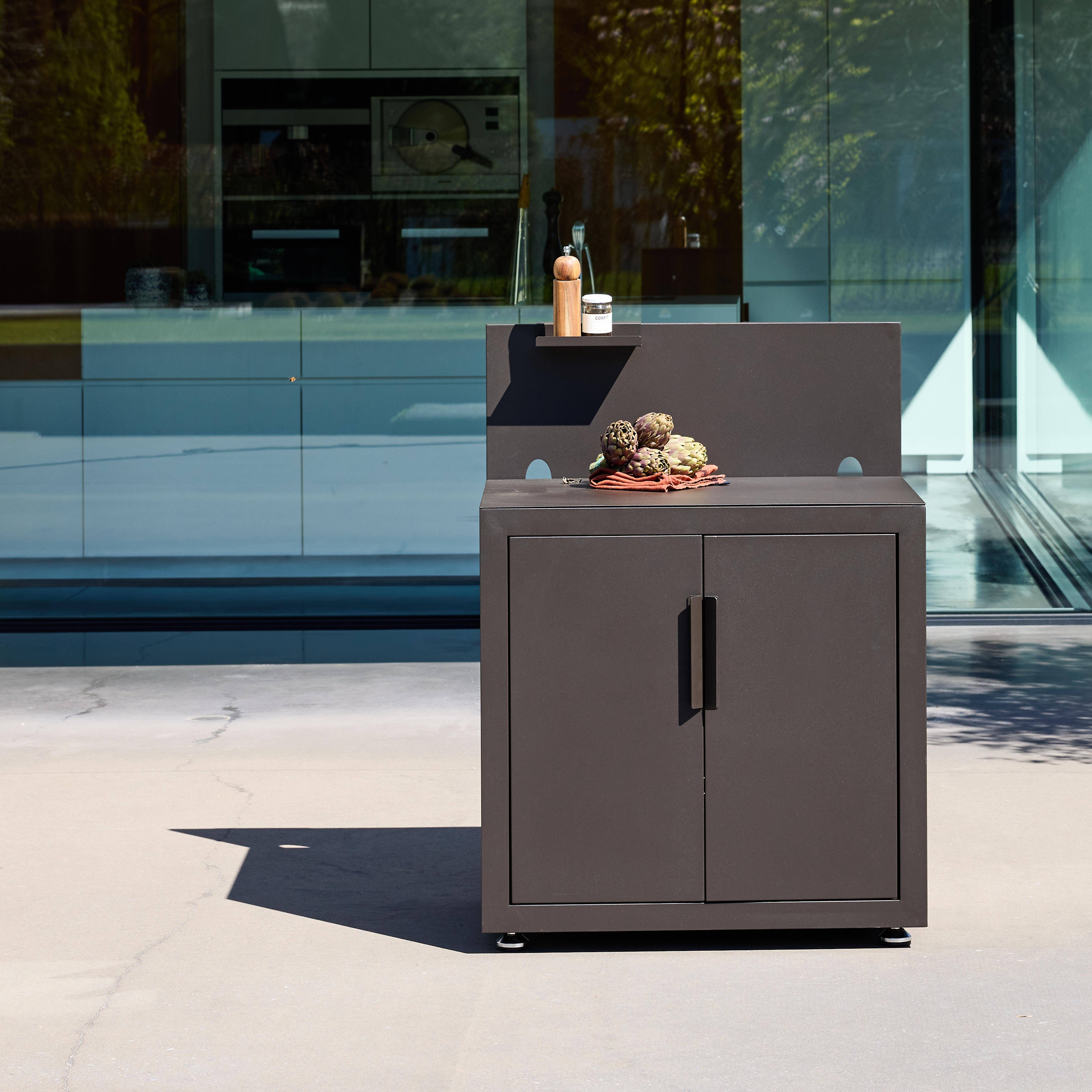 Outdoor kitchen steel 2 doors 1 hook L80cm black - Milos Photo1