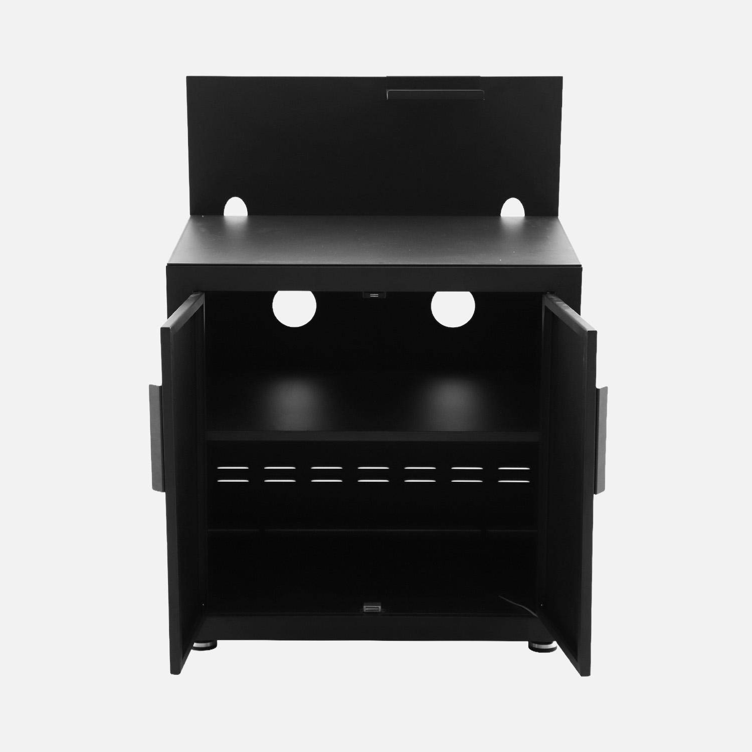 Cucina esterna in acciaio 2 porte 1 gancio, 80cm Nero - 80x60x110 cm,sweeek,Photo3