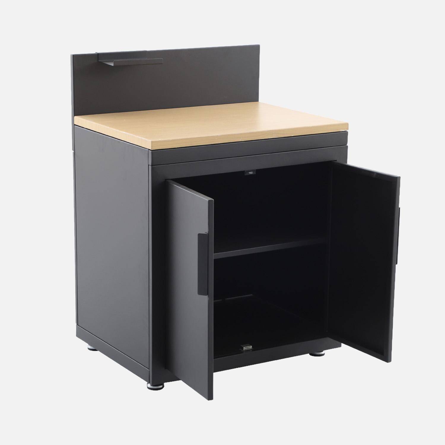 Cucina esterna in acciaio e decorazione in legno 2 porte 1 gancio L80cm Nero - 60x60x110 cm,sweeek,Photo2