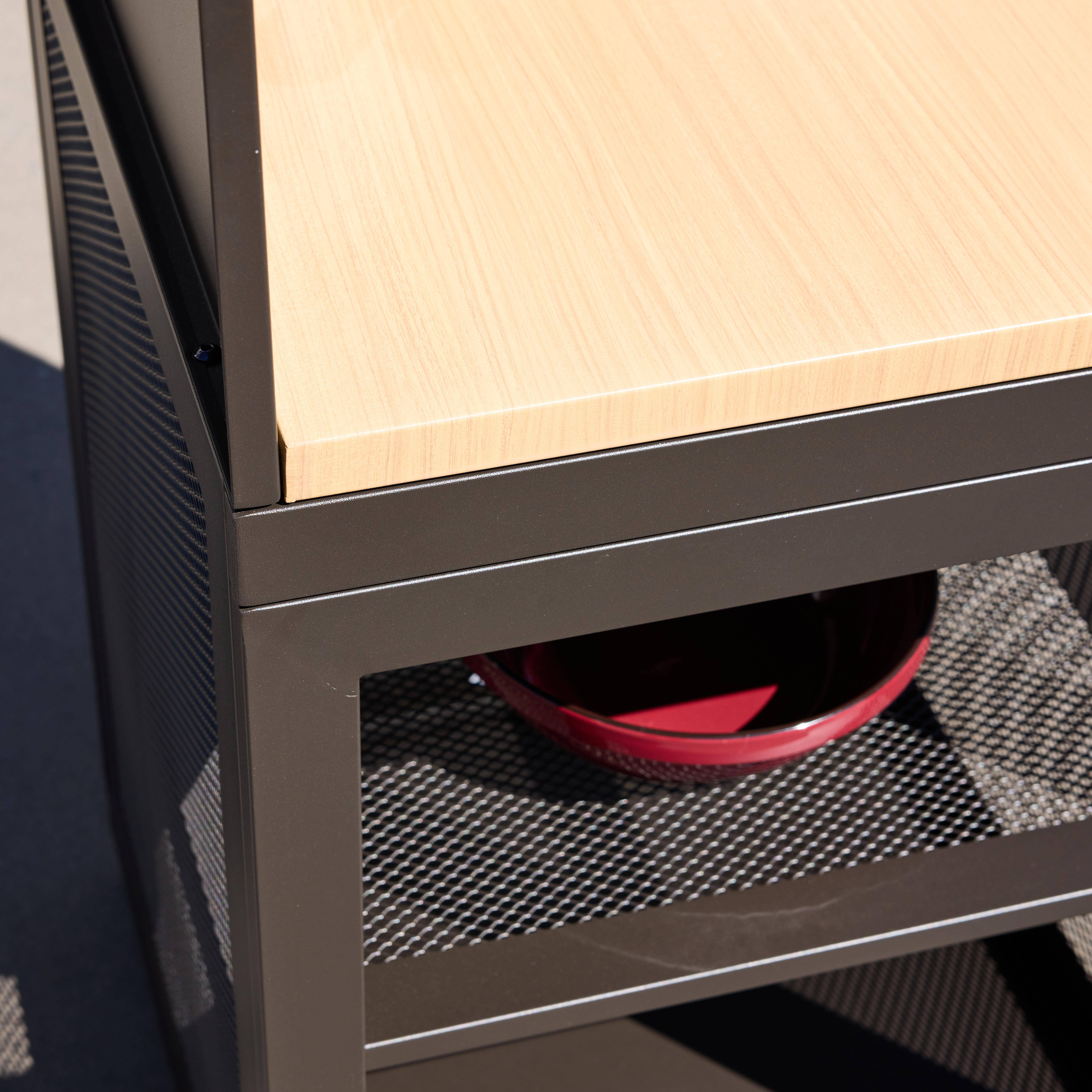 Outdoor kitchen steel and wood decor 1 shelf L60cm black - Milos Photo3