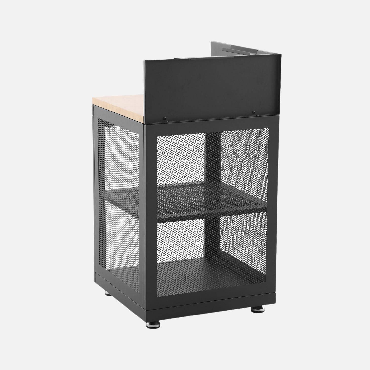 Cucina esterna in acciaio e decorazione in legno 1 ripiano, 60cm Nero - 60x60x110 cm Photo3