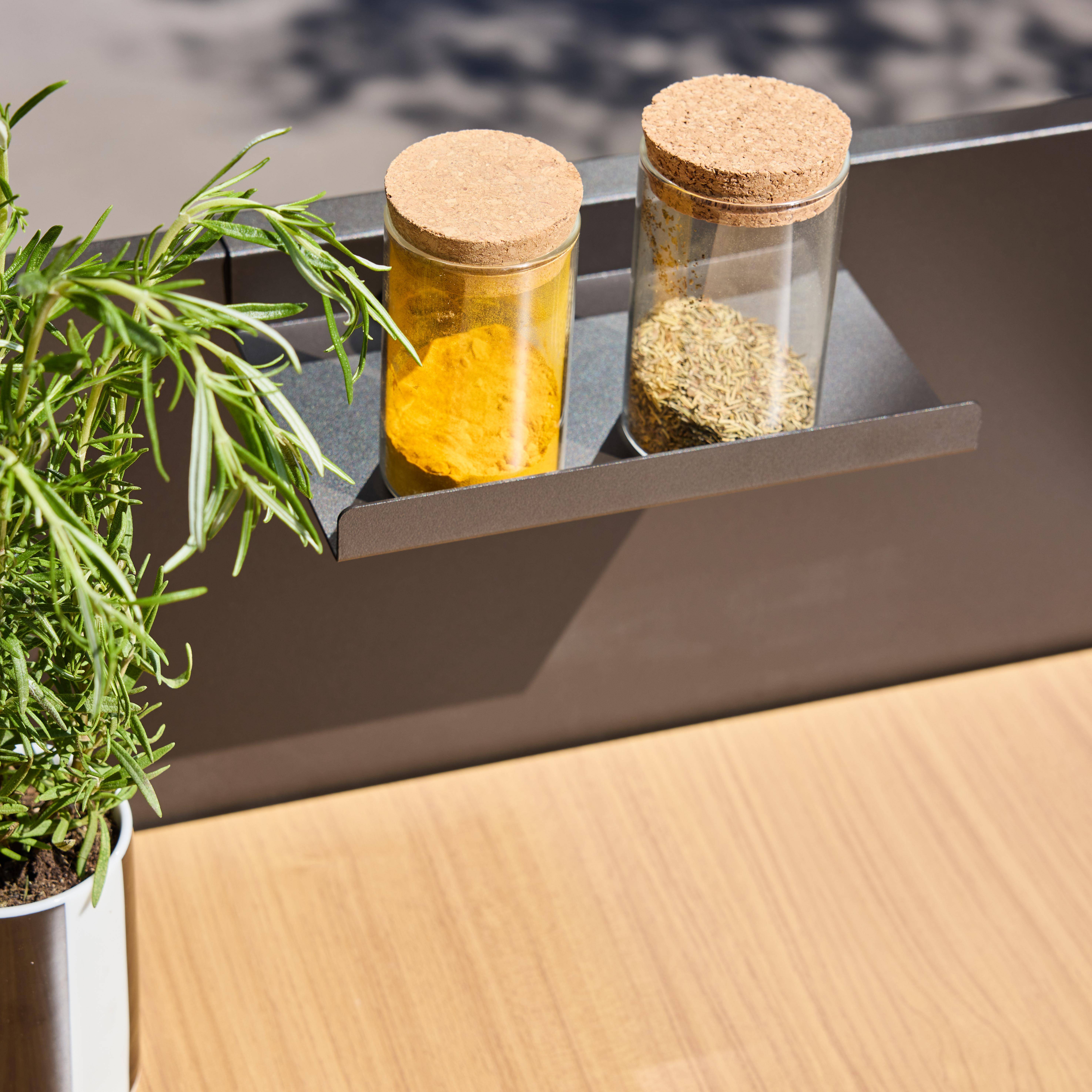 Outdoor kitchen steel and wood decor 1 shelf L60cm black - Milos Photo4