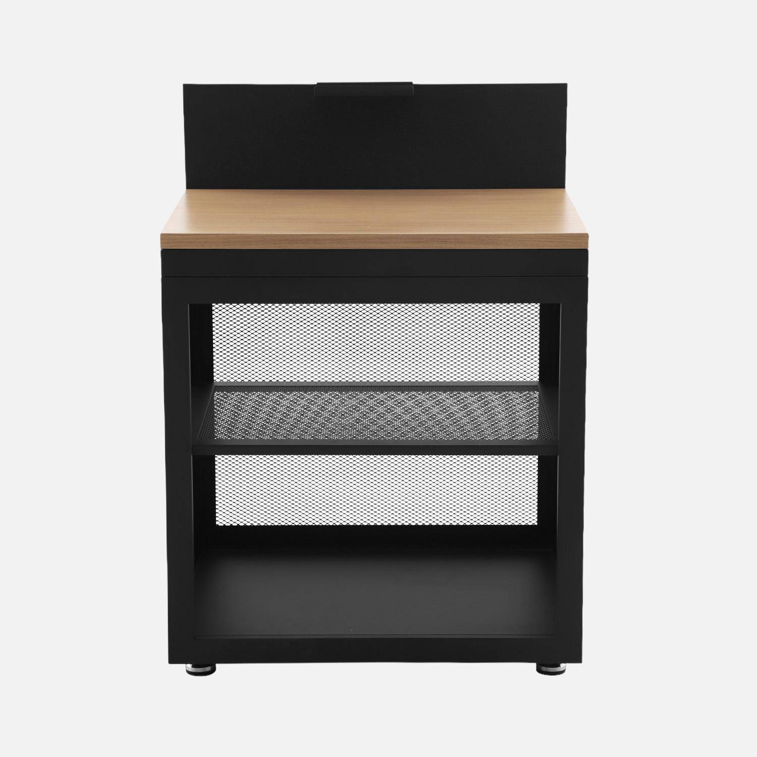 Cucina esterna acciaio e decorazione legno 1 ripiano, 80cm Nero - 80x60x110 cm Photo2