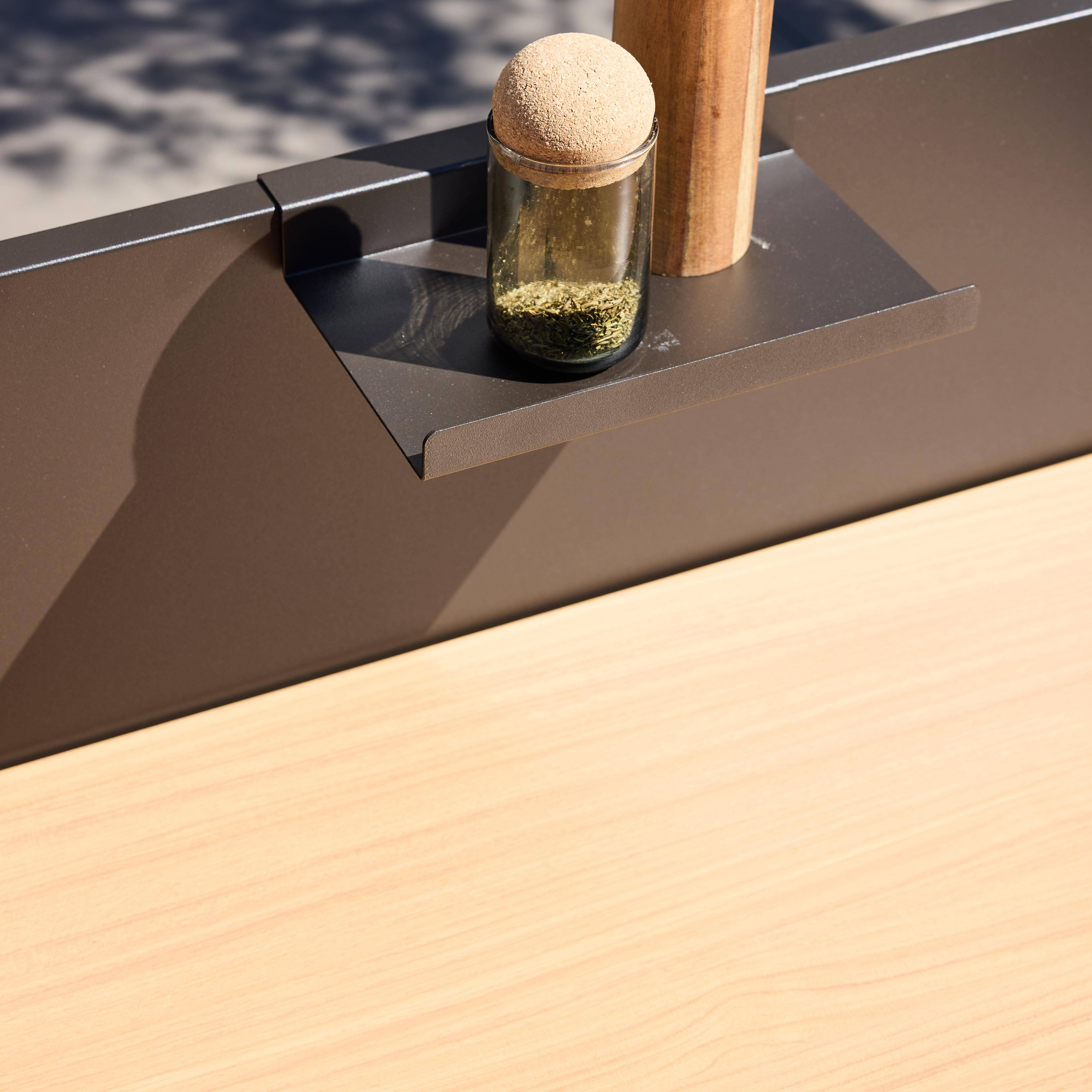 Outdoor kitchen steel and wood decor 1 shelf L80cm black - Milos,sweeek,Photo3