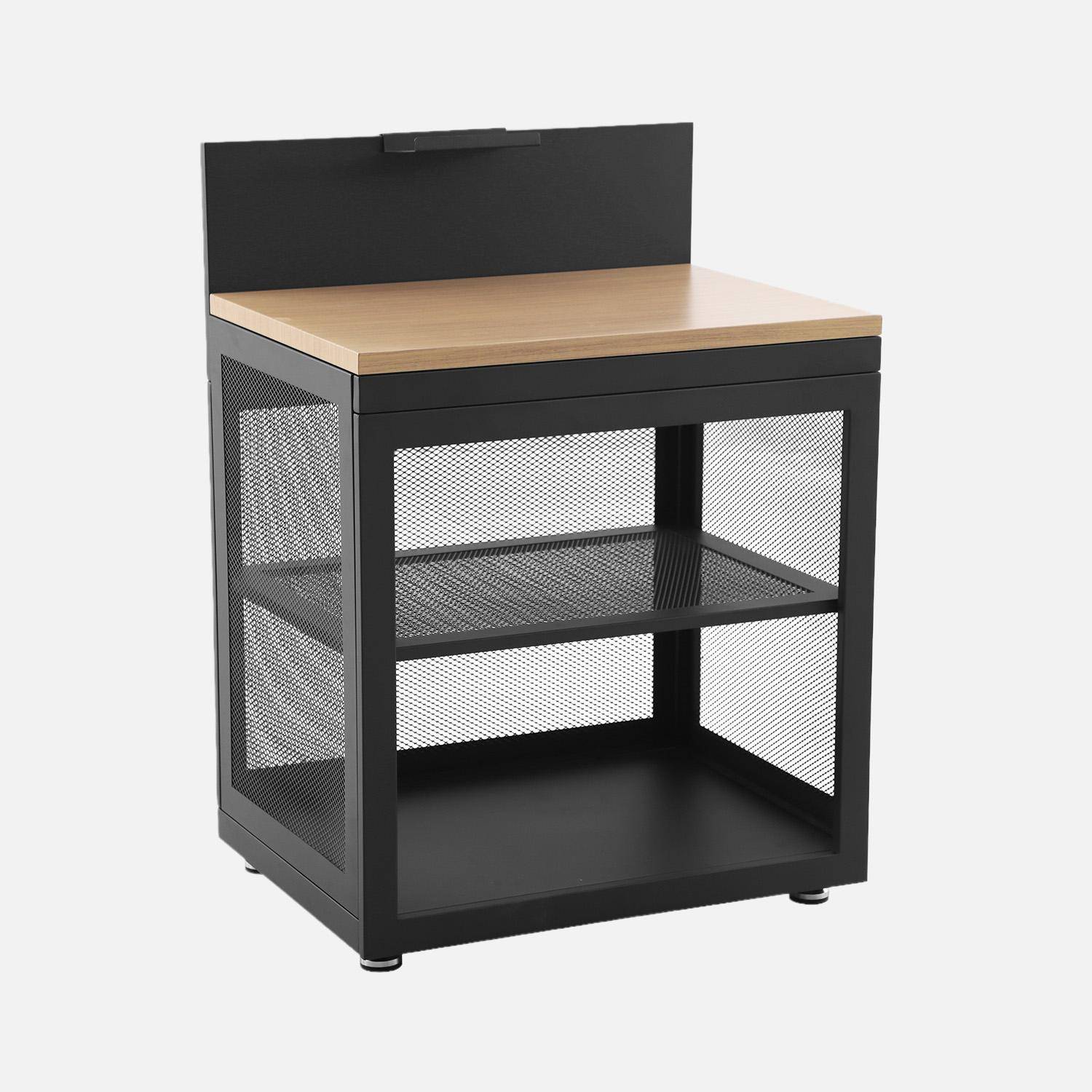 Cucina esterna acciaio e decorazione legno 1 ripiano, 80cm Nero - 80x60x110 cm,sweeek,Photo1