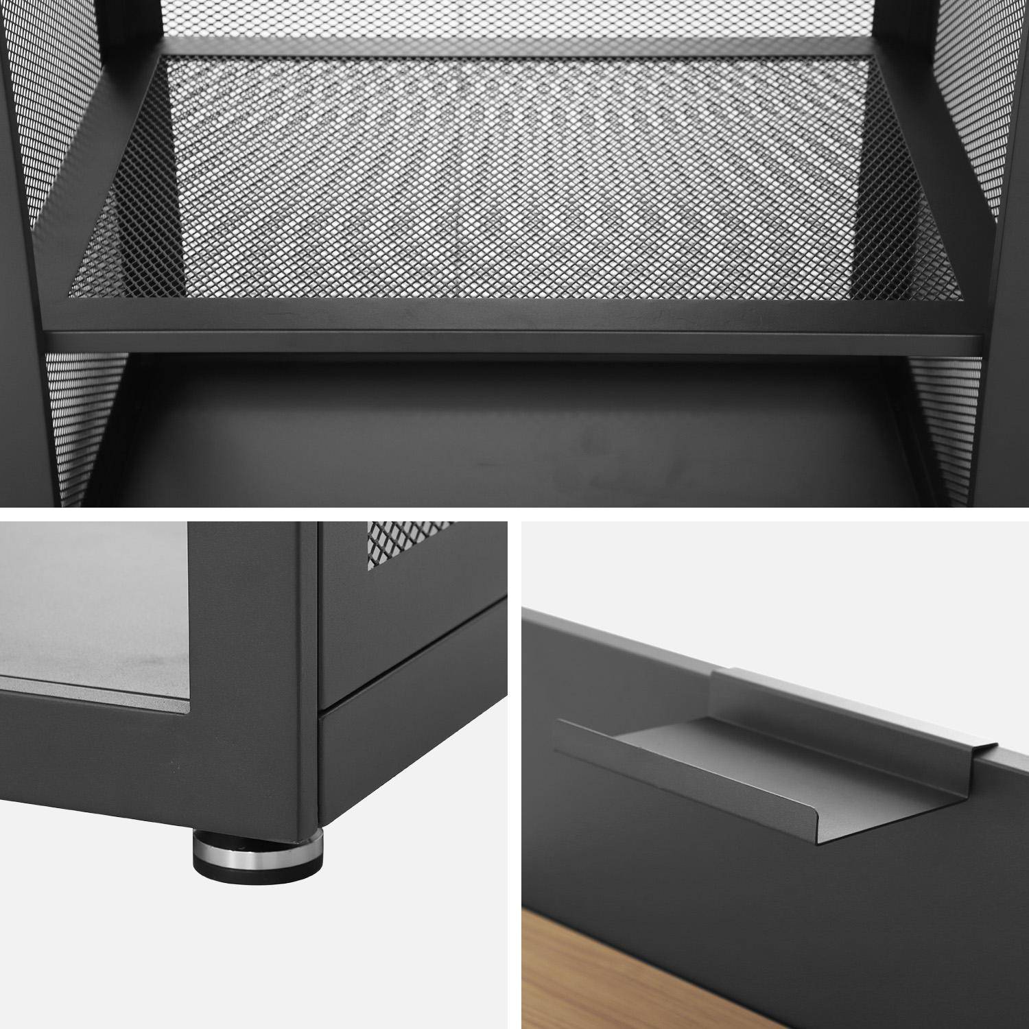 Cucina esterna acciaio e decorazione legno 1 ripiano, 80cm Nero - 80x60x110 cm Photo3