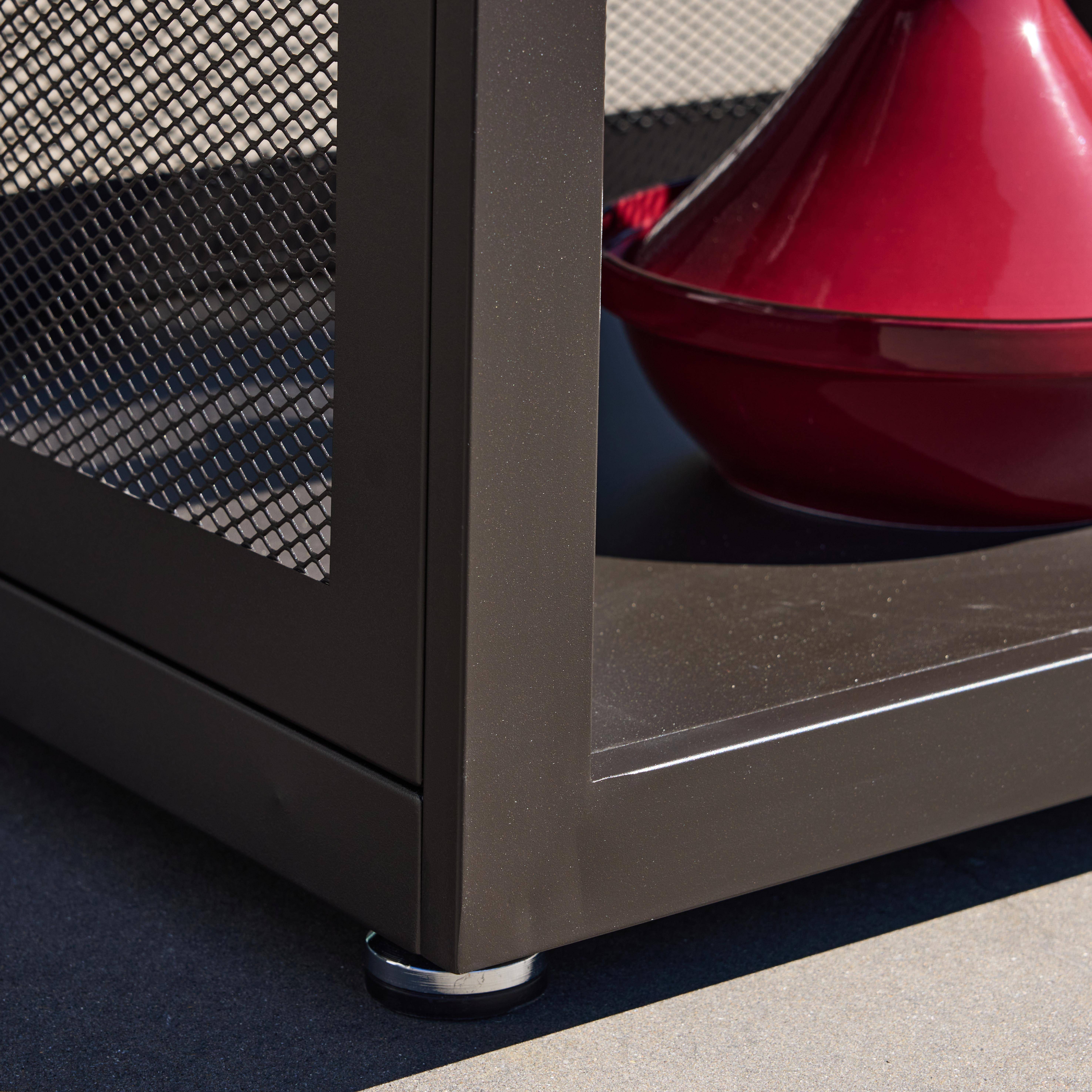 Outdoor kitchen steel and wood decor 1 shelf L80cm black - Milos Photo4