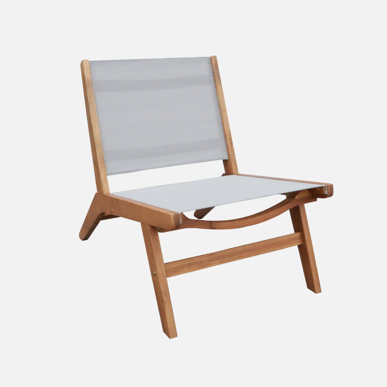 Set 2 sedie in legno di acacia e textilene  Grigio - 55.5x80.5x70.5 cm Photo2