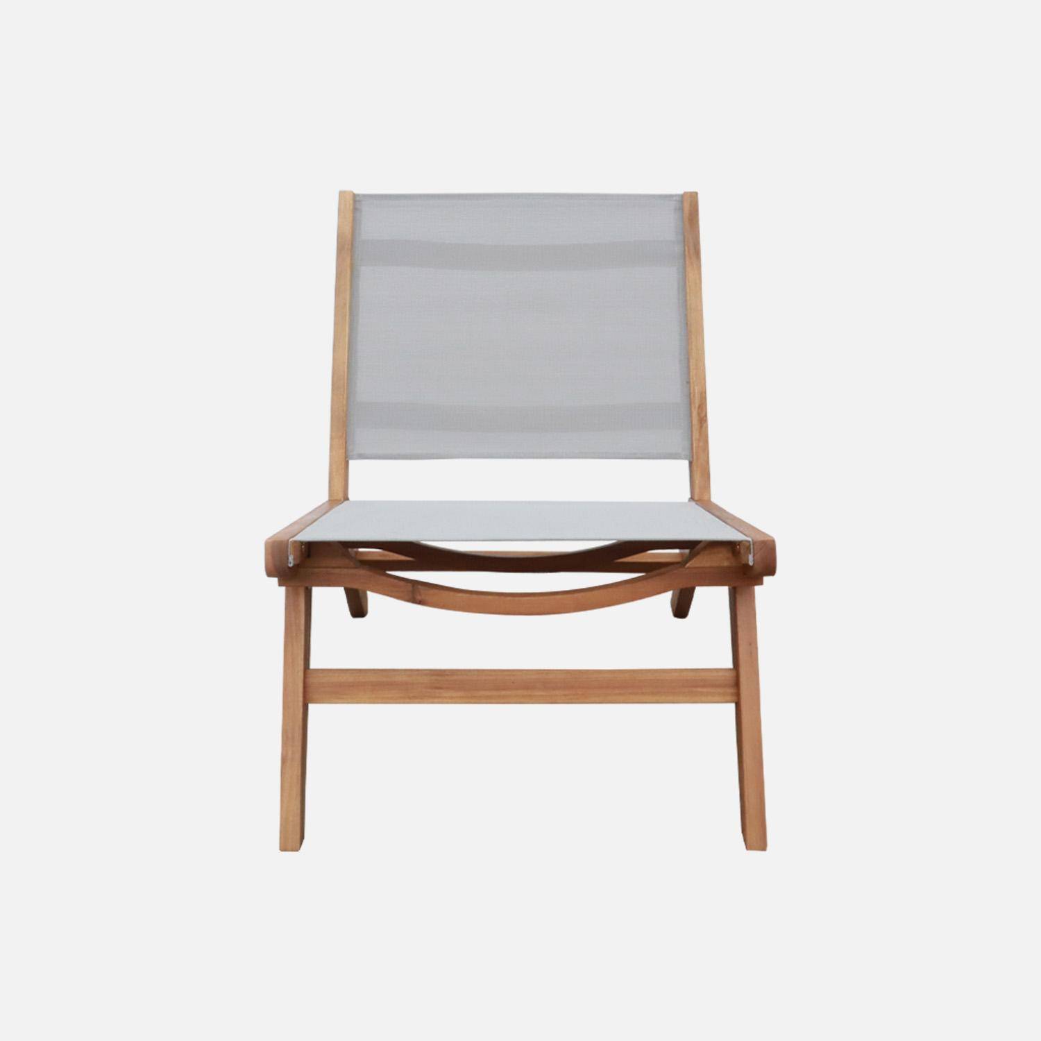 Set 2 sedie in legno di acacia e textilene  Grigio - 55.5x80.5x70.5 cm,sweeek,Photo3