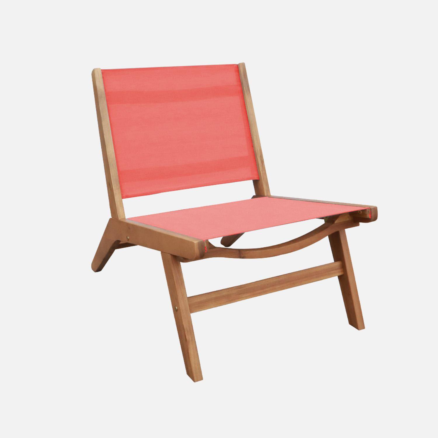 Poltrona relax in legno di acacia e textilene (set di 2) Terracotta - 55.5x80.5x70.5 cm Photo2