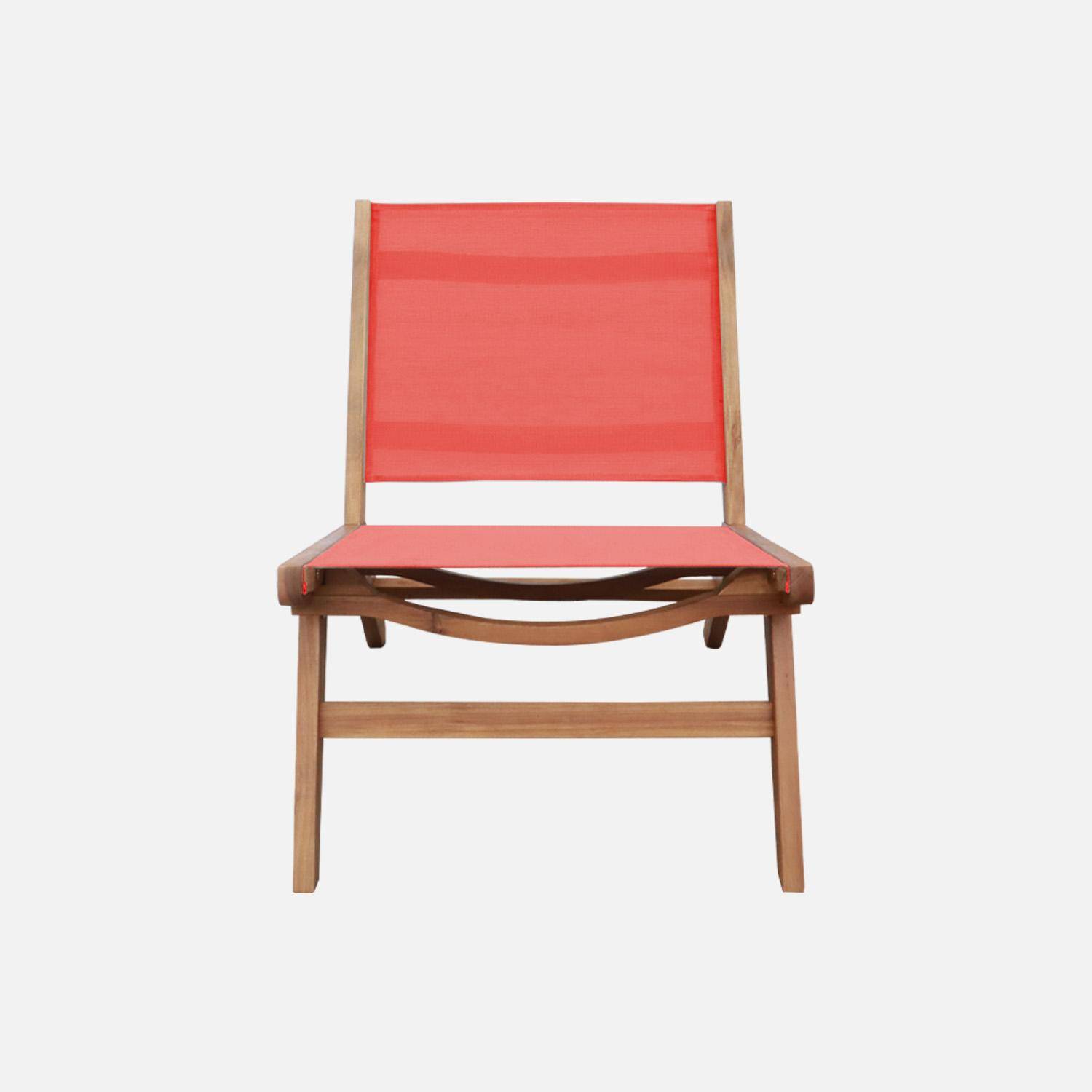 Poltrona relax in legno di acacia e textilene (set di 2) Terracotta - 55.5x80.5x70.5 cm Photo3