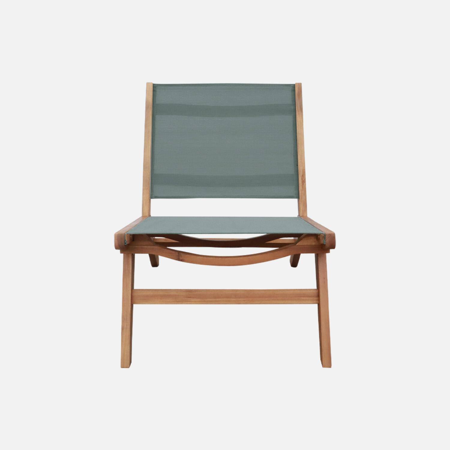 Set 2 sedie in legno di acacia e textilene  Verde kaki - 55.5x80.5x70.5 cm,sweeek,Photo4