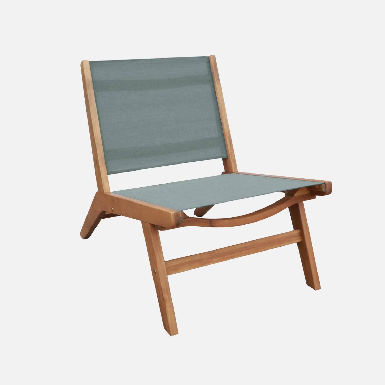 Set 2 sedie in legno di acacia e textilene  Verde kaki - 55.5x80.5x70.5 cm,sweeek,Photo3