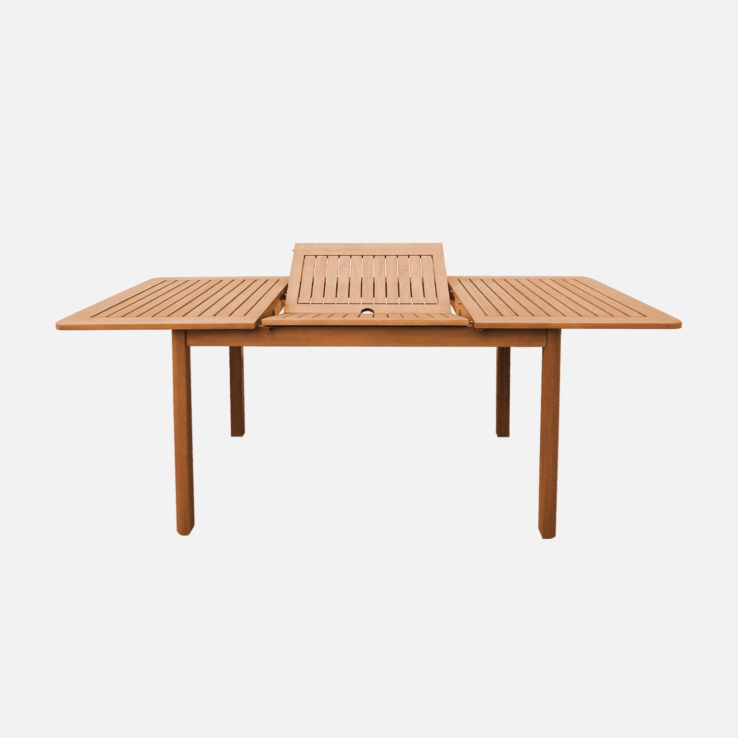 Extendable garden table 120/180cm eucalyptus wood seats 4-6 natural colour - Arbo,sweeek,Photo4