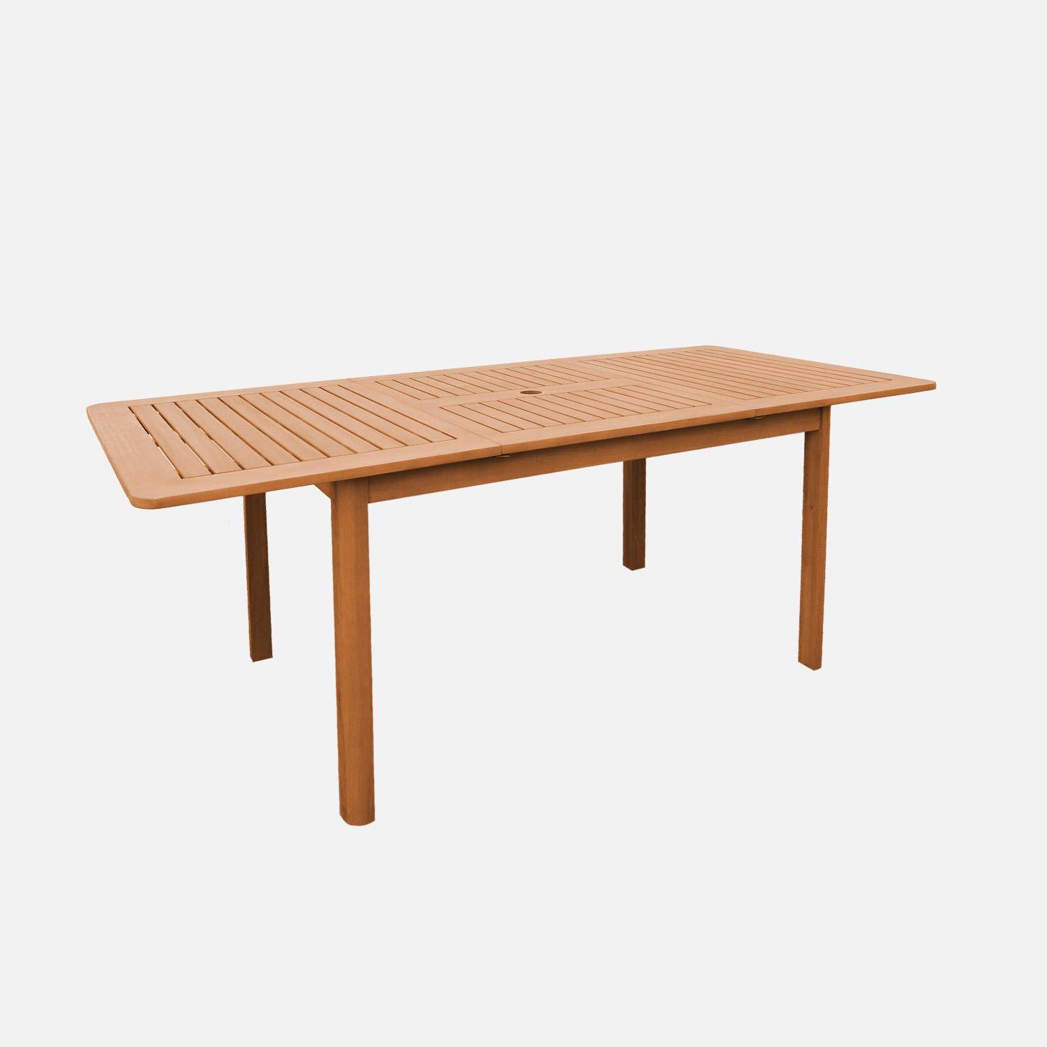 Extendable garden table 120/180cm eucalyptus wood seats 4-6 natural colour - Arbo,sweeek,Photo2
