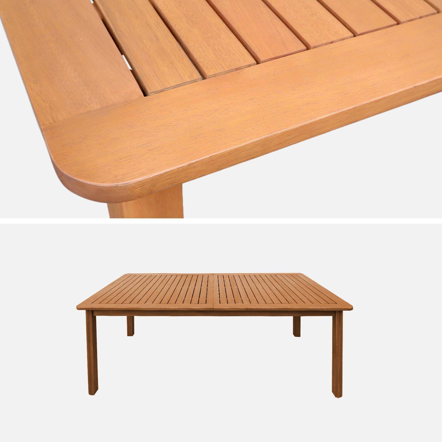Tavolo da giardino allungabile in legno di eucalipto 6-8 posti Marrone naturale - 180x100x75 cm,sweeek,Photo4