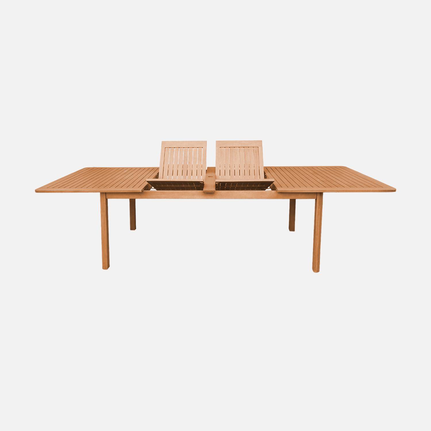 Extendable garden table 200/300cm eucalyptus wood seats 6-12 natural colour - Arbo,sweeek,Photo4
