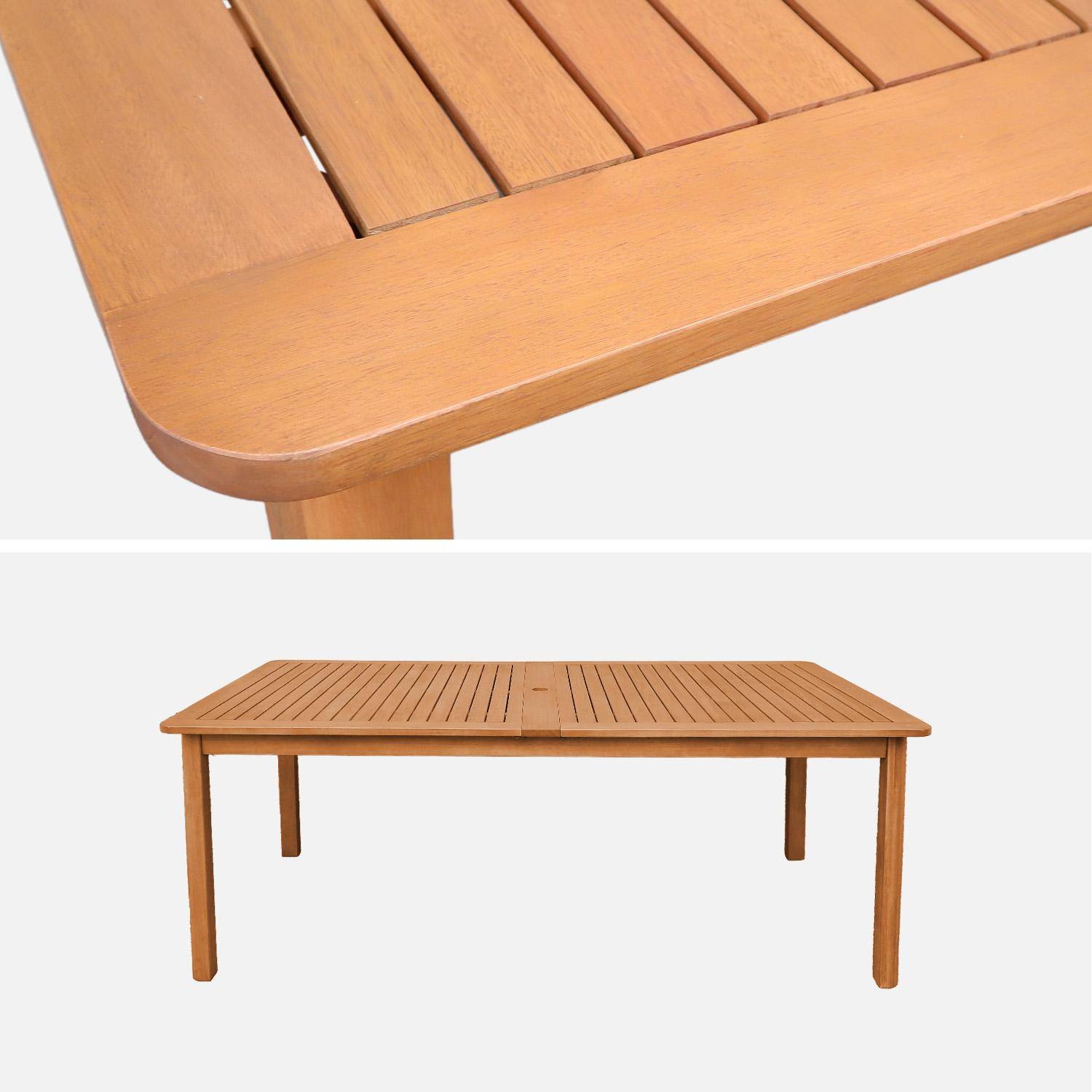 Tavolo da giardino estensibile in legno di eucalipto 6-12 posti Marrone naturale - 200x110x75 cm,sweeek,Photo4