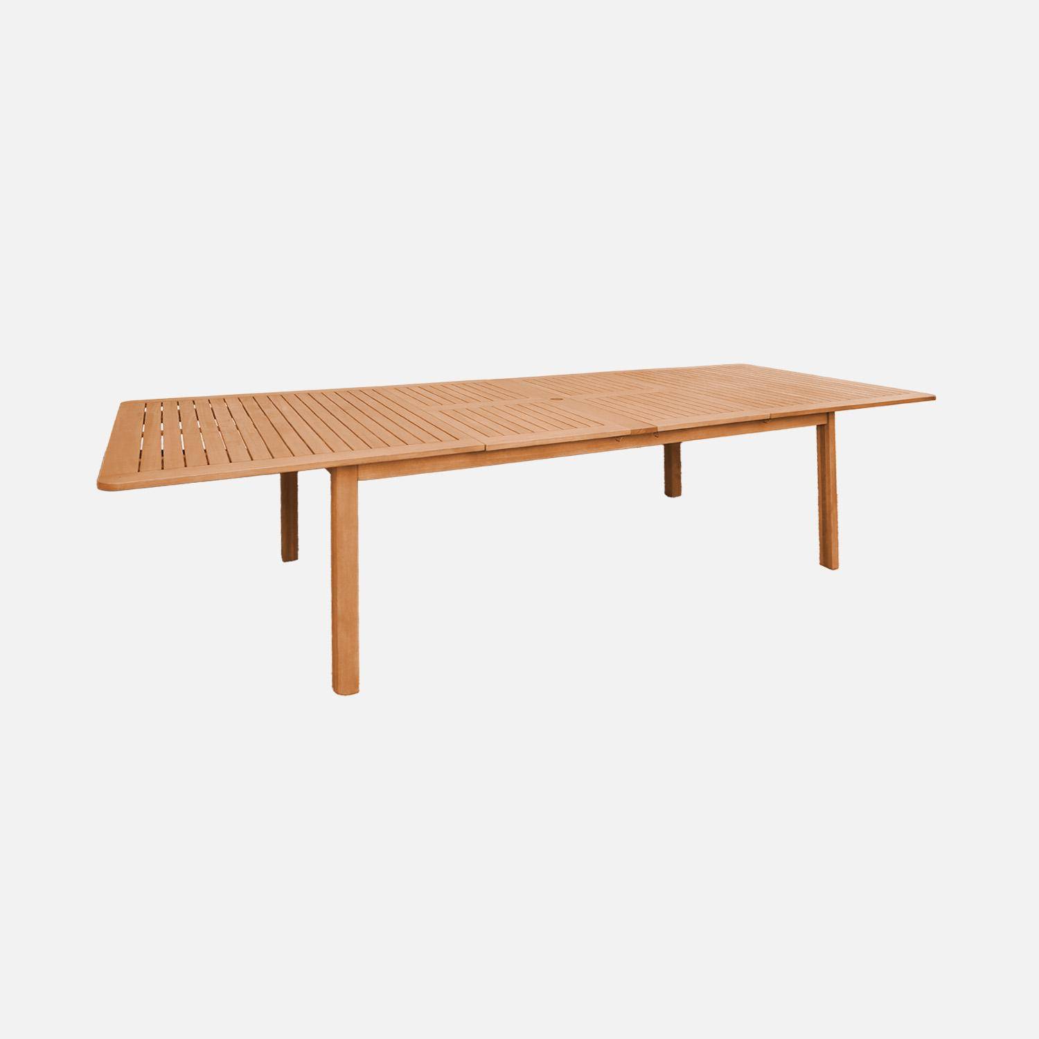 Extendable garden table 200/300cm eucalyptus wood seats 6-12 natural colour - Arbo,sweeek,Photo2