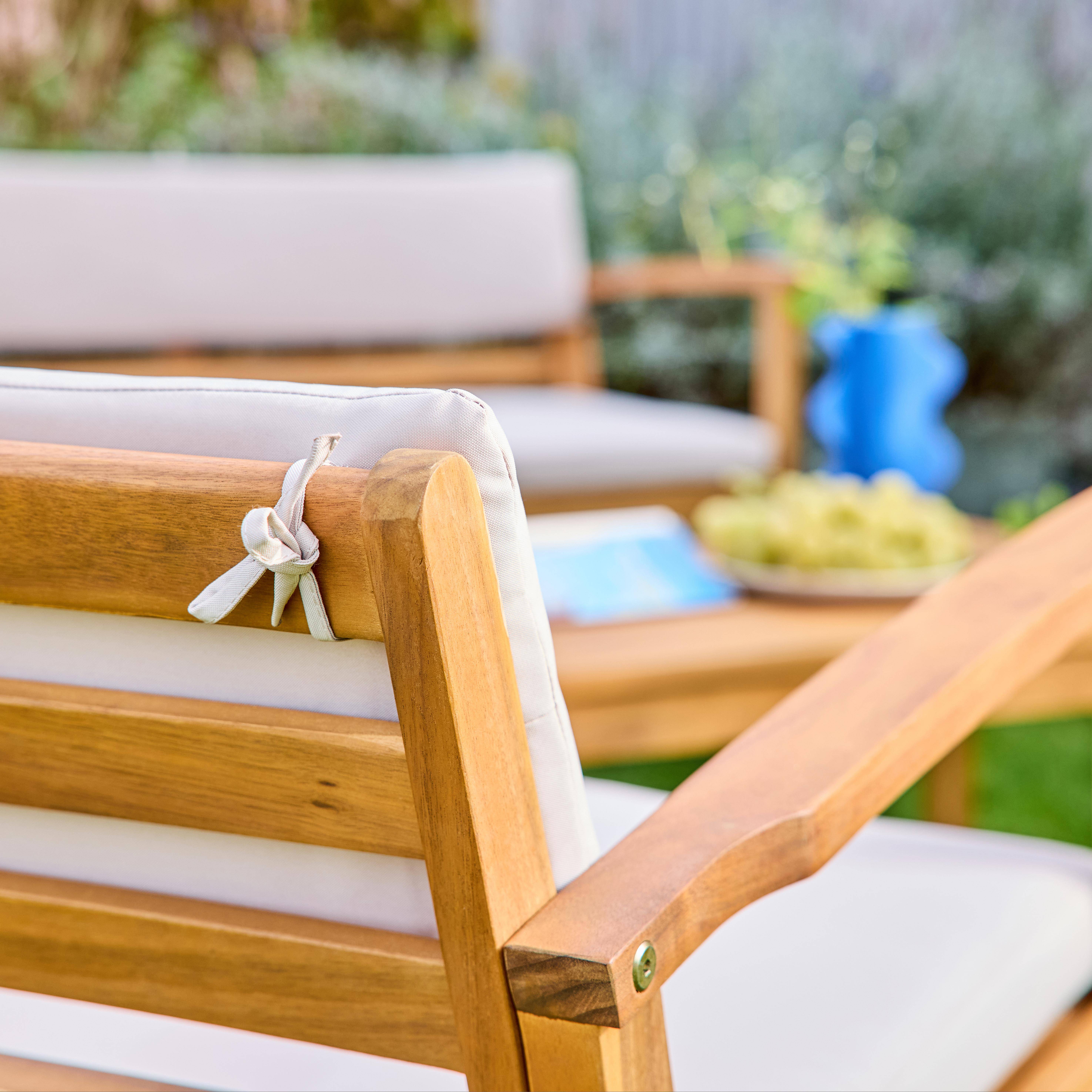 Conjunto de jardín de madera de acacia, 4 plazas Beige - 115x62x70 cm,sweeek,Photo4