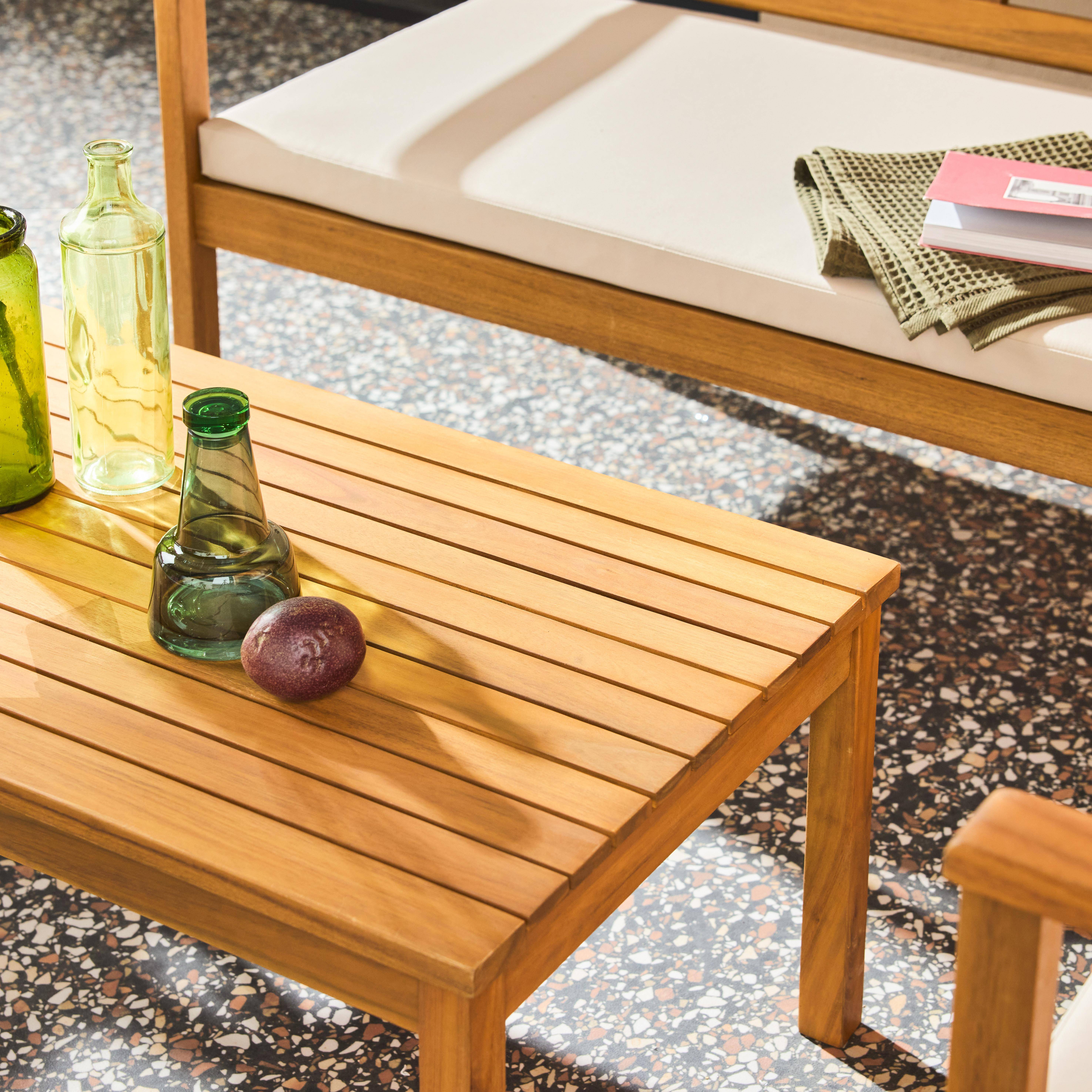 Conjunto de jardín de madera de acacia, 4 plazas Beige - 115x62x70 cm,sweeek,Photo3