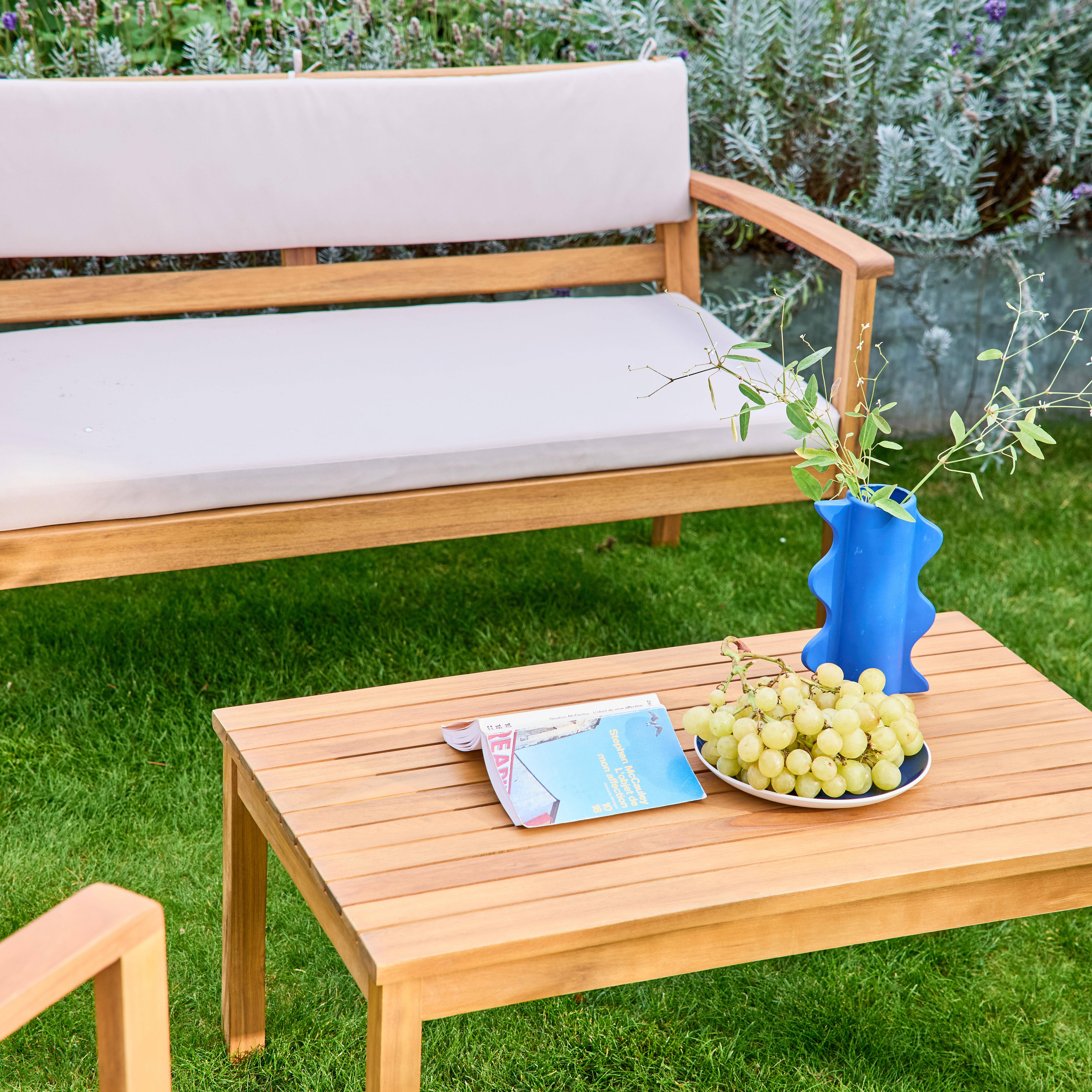 Conjunto de jardín de madera de acacia, 4 plazas Beige - 115x62x70 cm,sweeek,Photo2