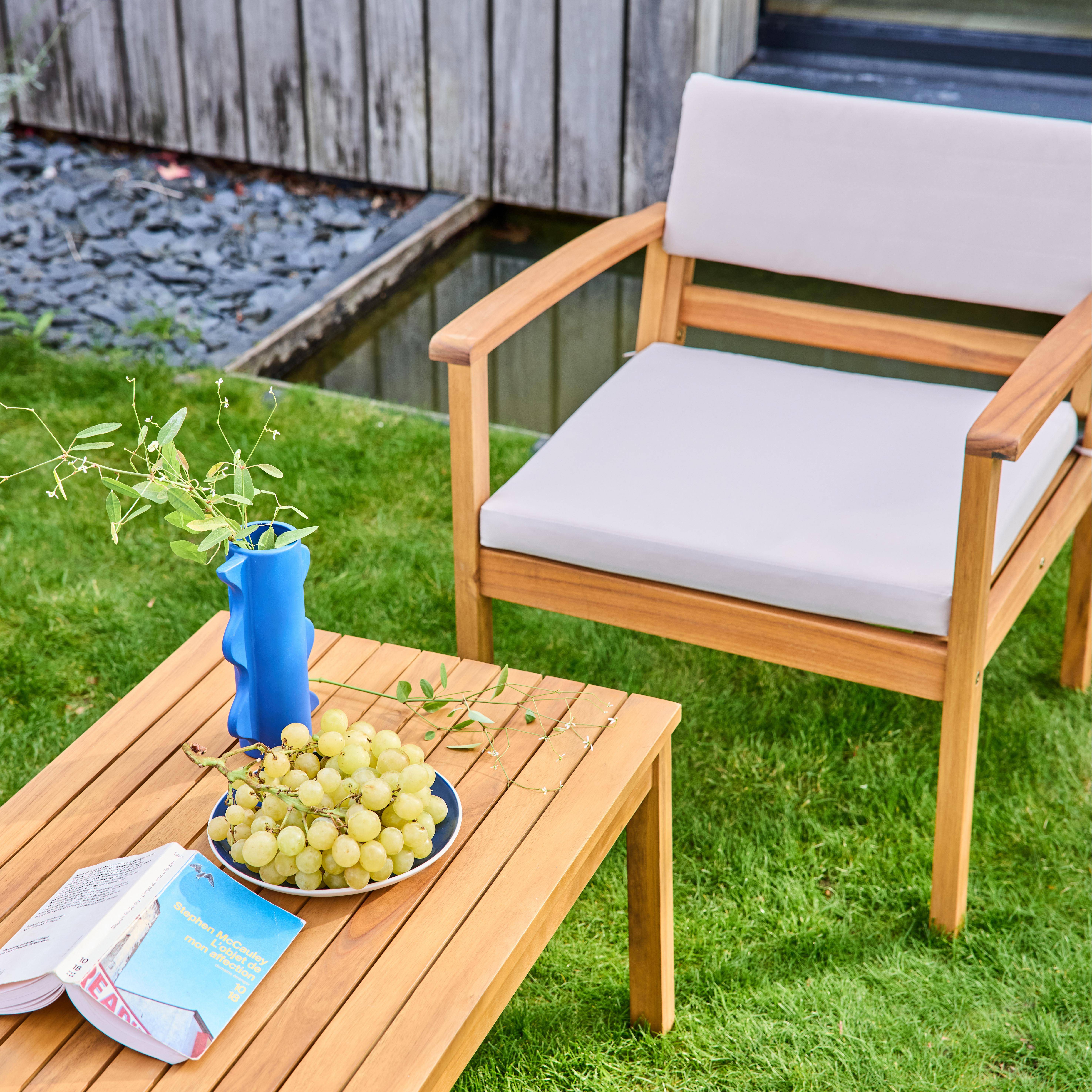Conjunto de jardín de madera de acacia, 4 plazas Beige - 115x62x70 cm Photo3