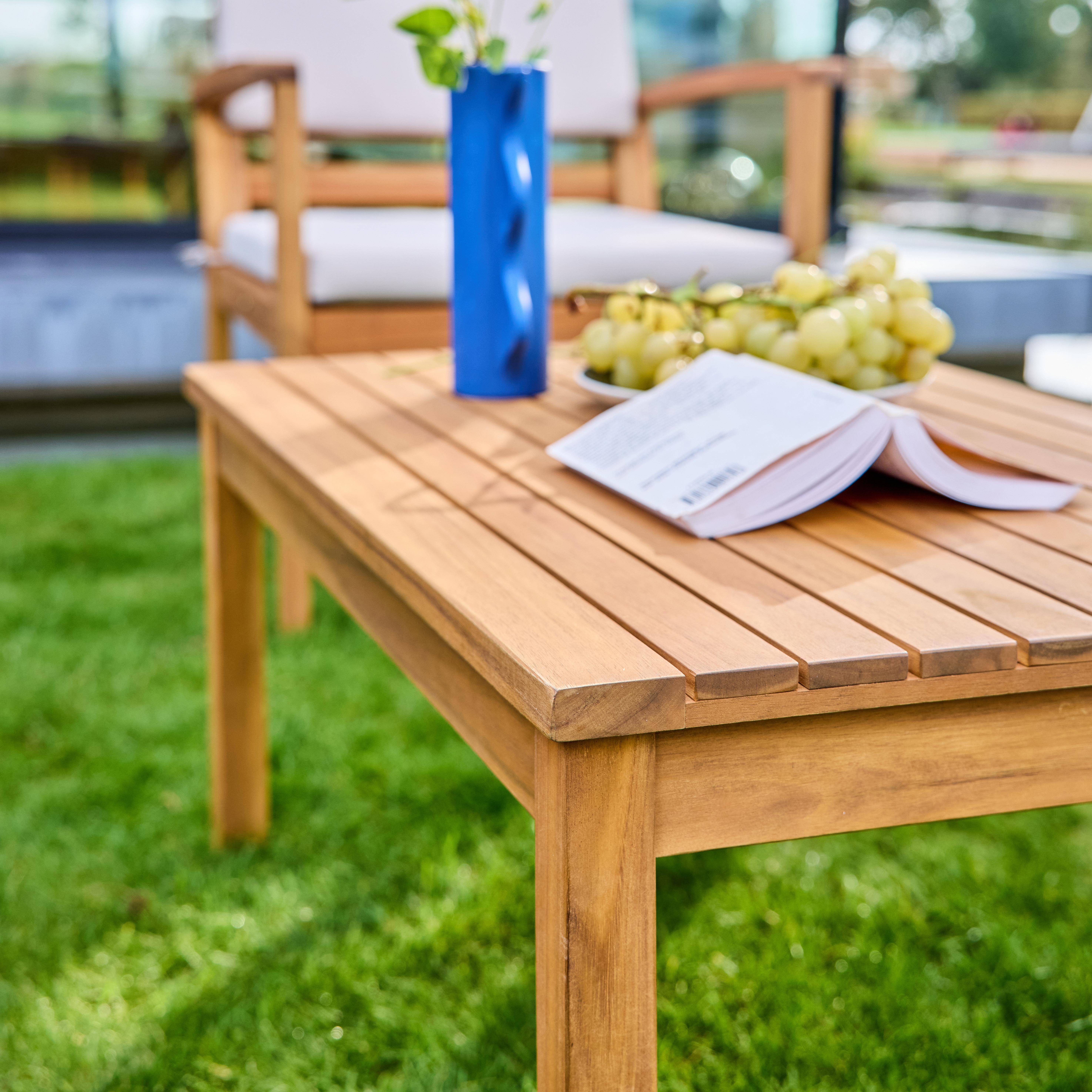 Conjunto de jardín de madera de acacia, 4 plazas Beige - 115x62x70 cm,sweeek,Photo6