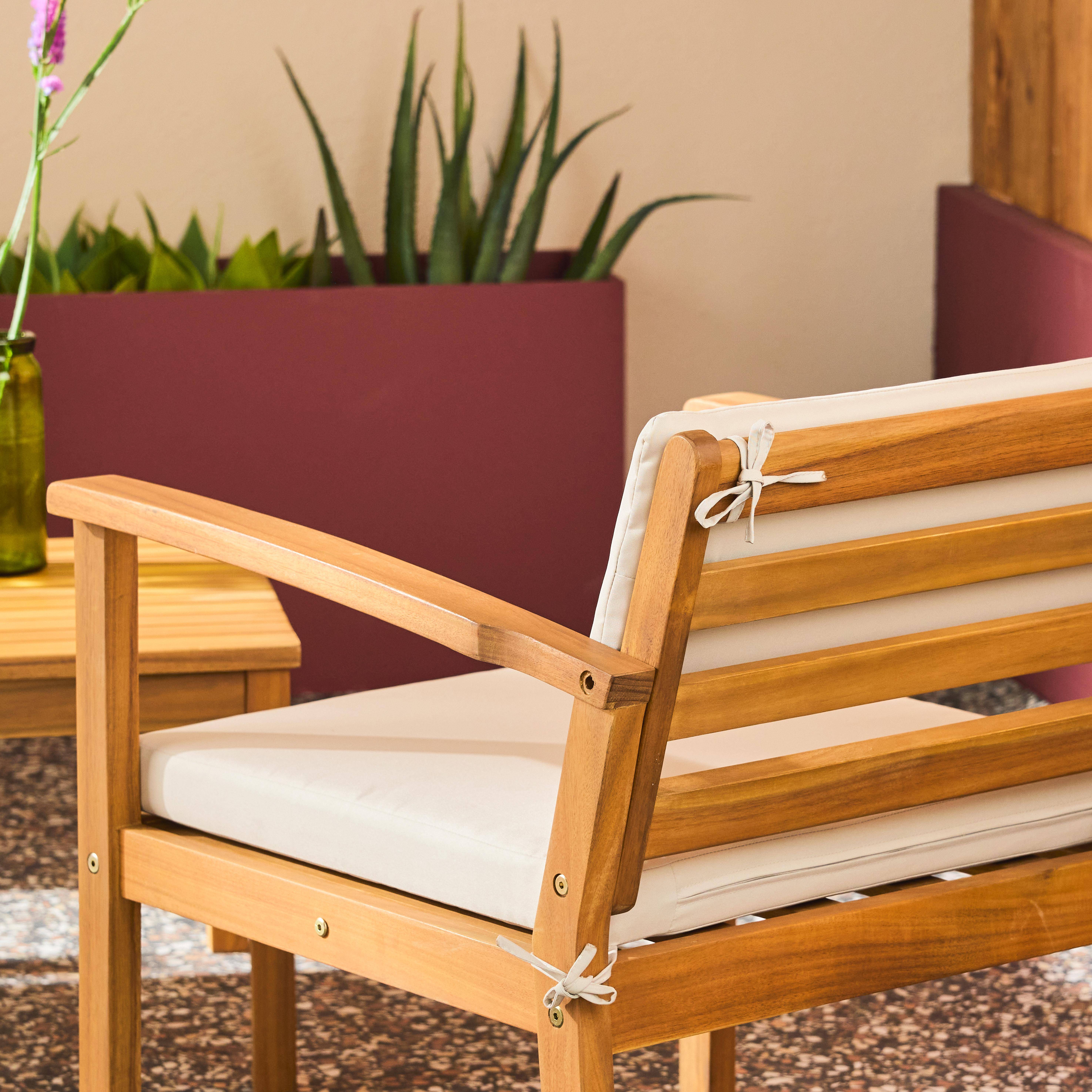 Zestaw ogrodowy z drewna akacjowego na 4 osoby, beżowy - Komoda Photo4