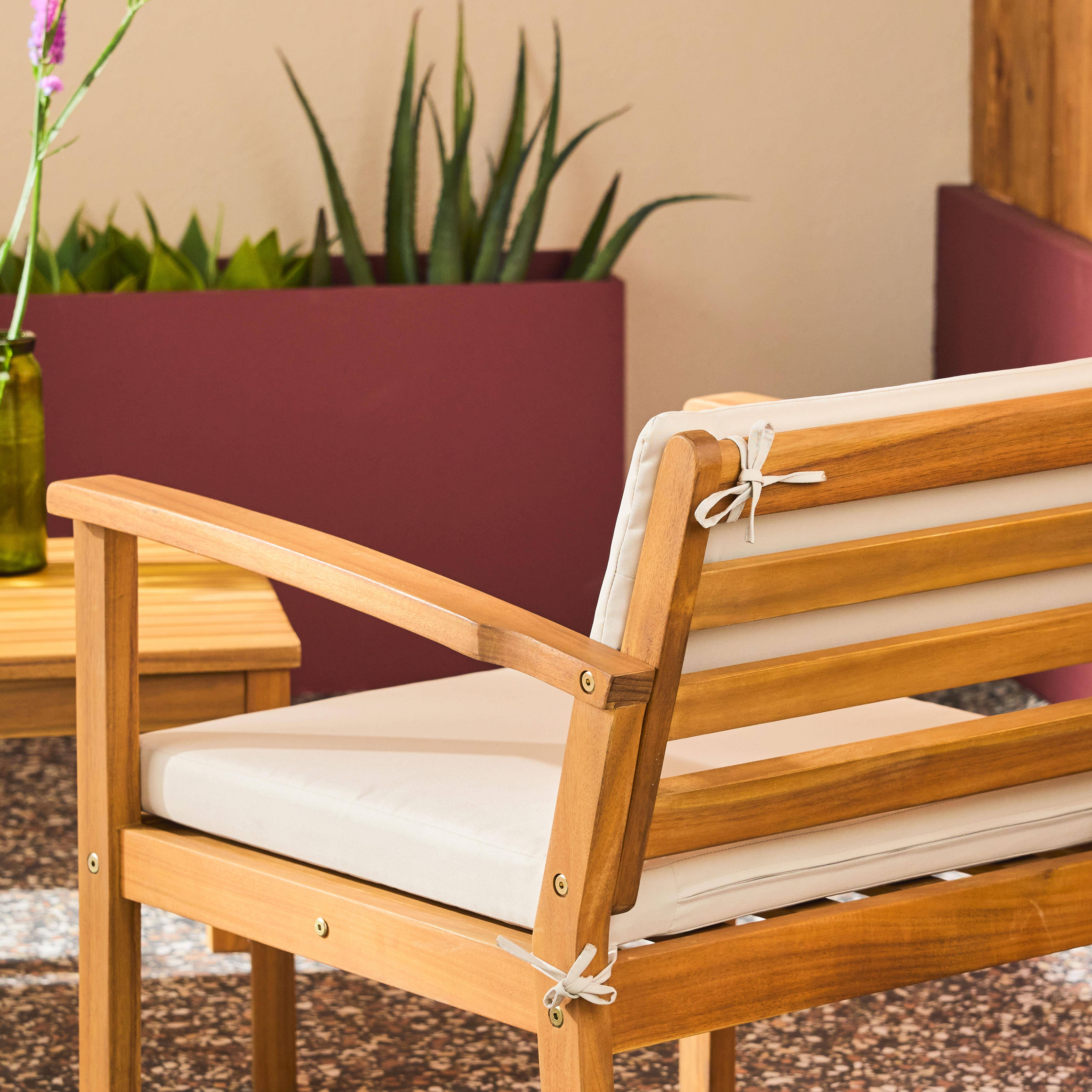 Conjunto de jardín de madera de acacia, 4 plazas Beige - 115x62x70 cm Photo4
