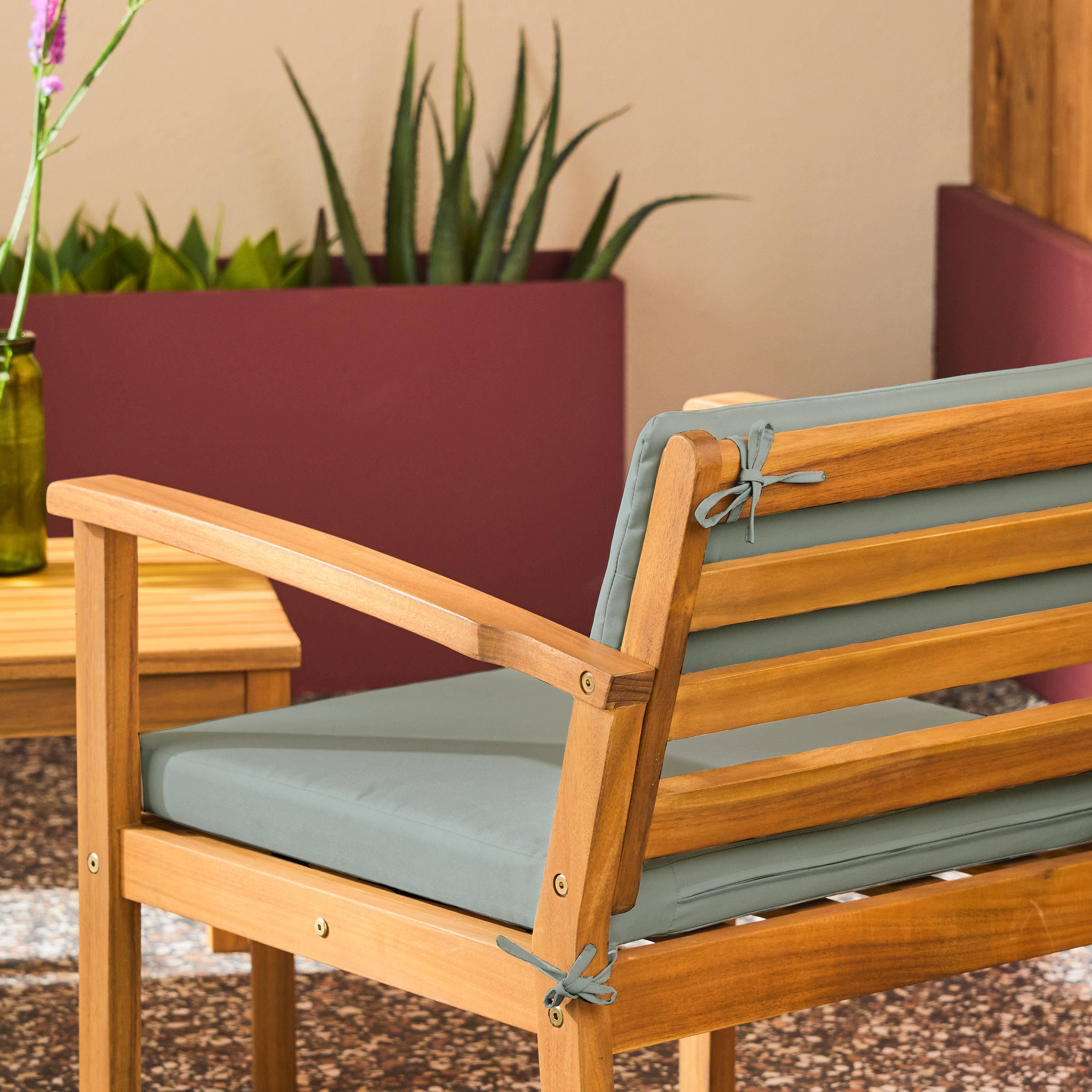 Conjunto de jardín de madera de acacia, 4 plazas Verde grisáceo - 115x62x70 cm,sweeek,Photo4