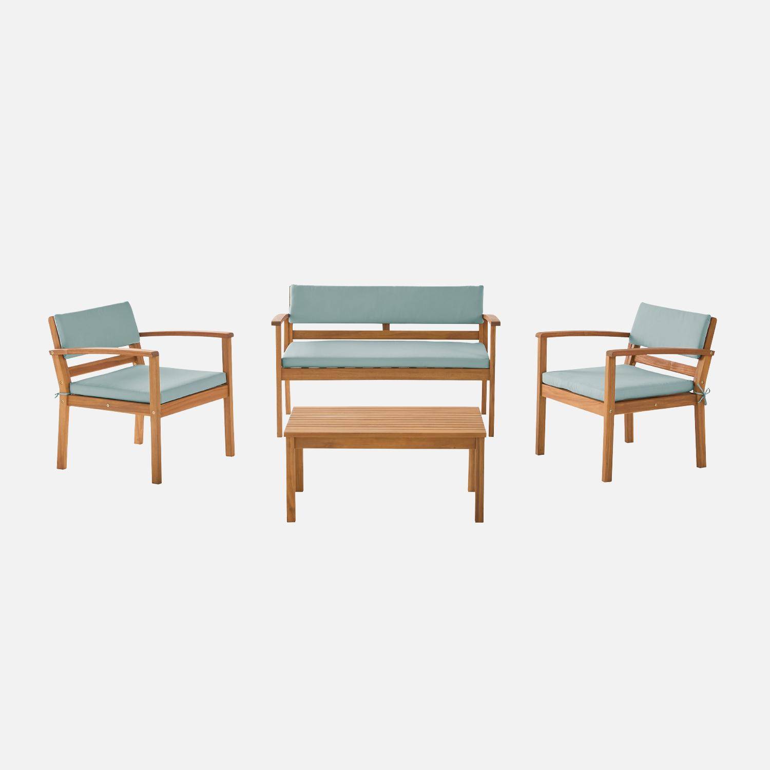 Conjunto de jardín de madera de acacia, 4 plazas Verde grisáceo - 115x62x70 cm,sweeek,Photo4