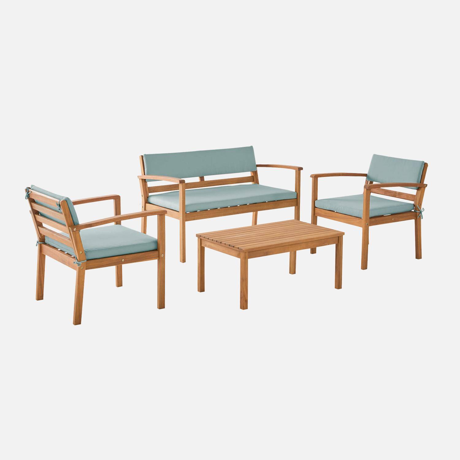 Conjunto de jardín de madera de acacia, 4 plazas Verde grisáceo - 115x62x70 cm,sweeek,Photo3