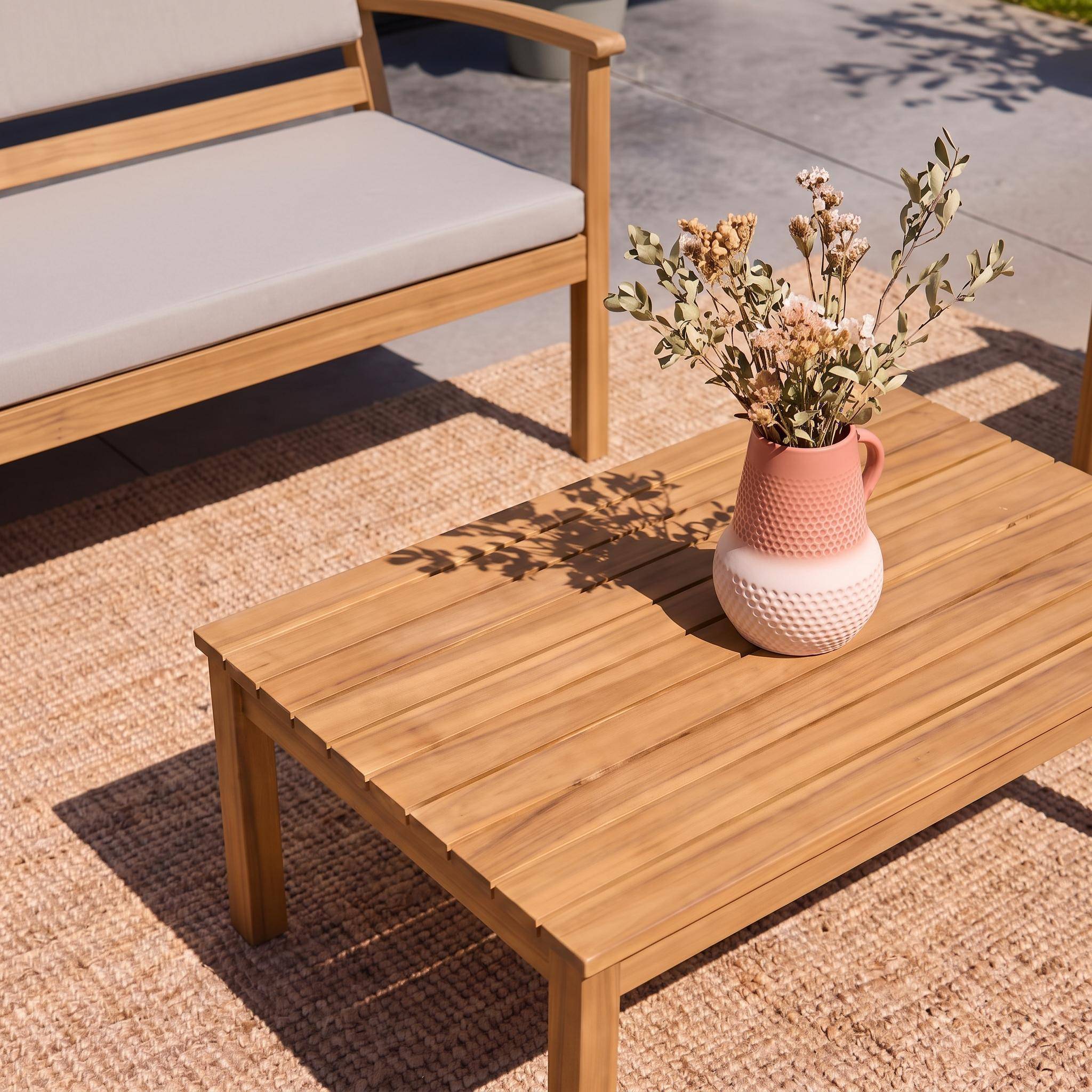 Conjunto de jardín de madera de acacia, 4 plazas Marrón - 115x62x70 cm Photo3