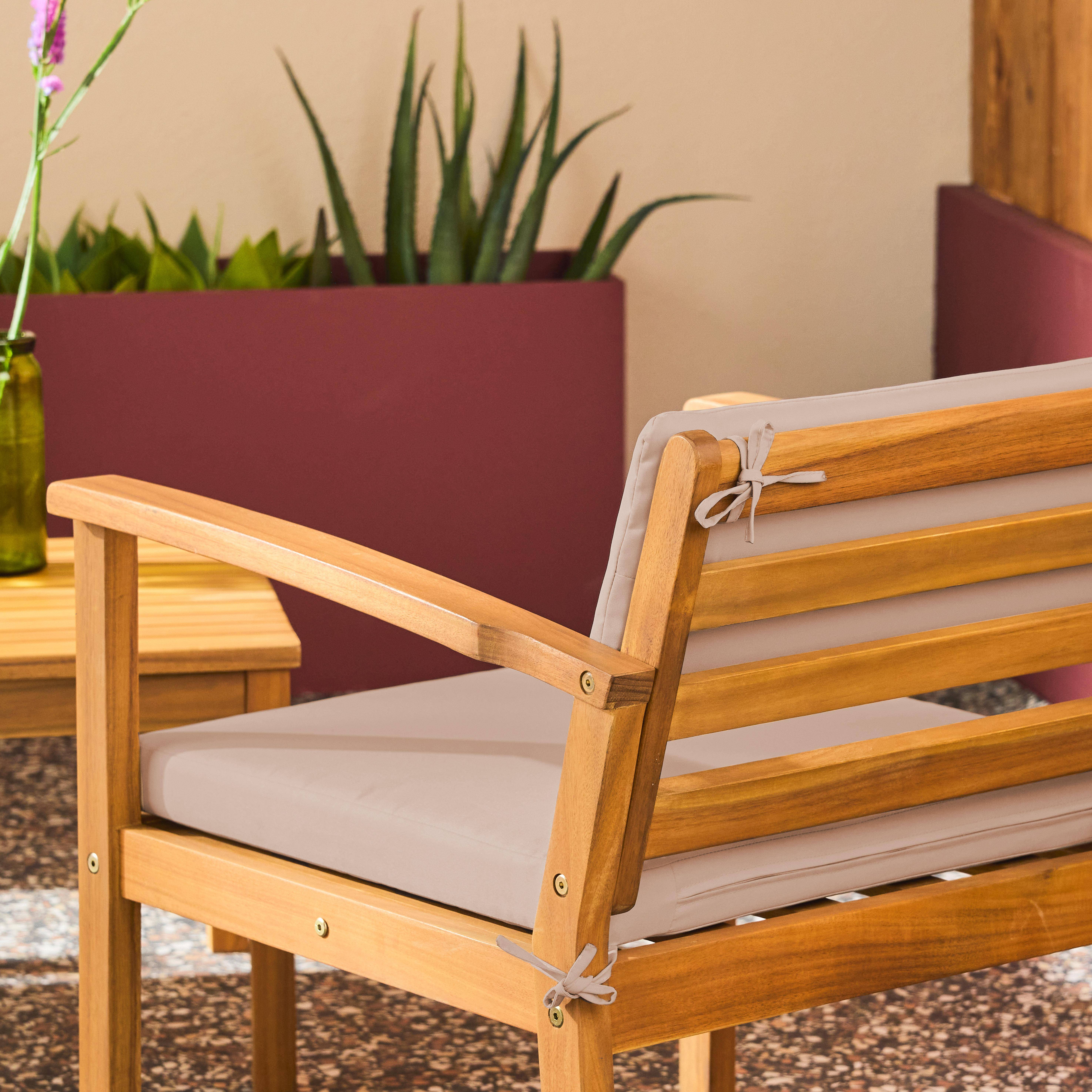 Conjunto de jardín de madera de acacia, 4 plazas Marrón - 115x62x70 cm,sweeek,Photo4