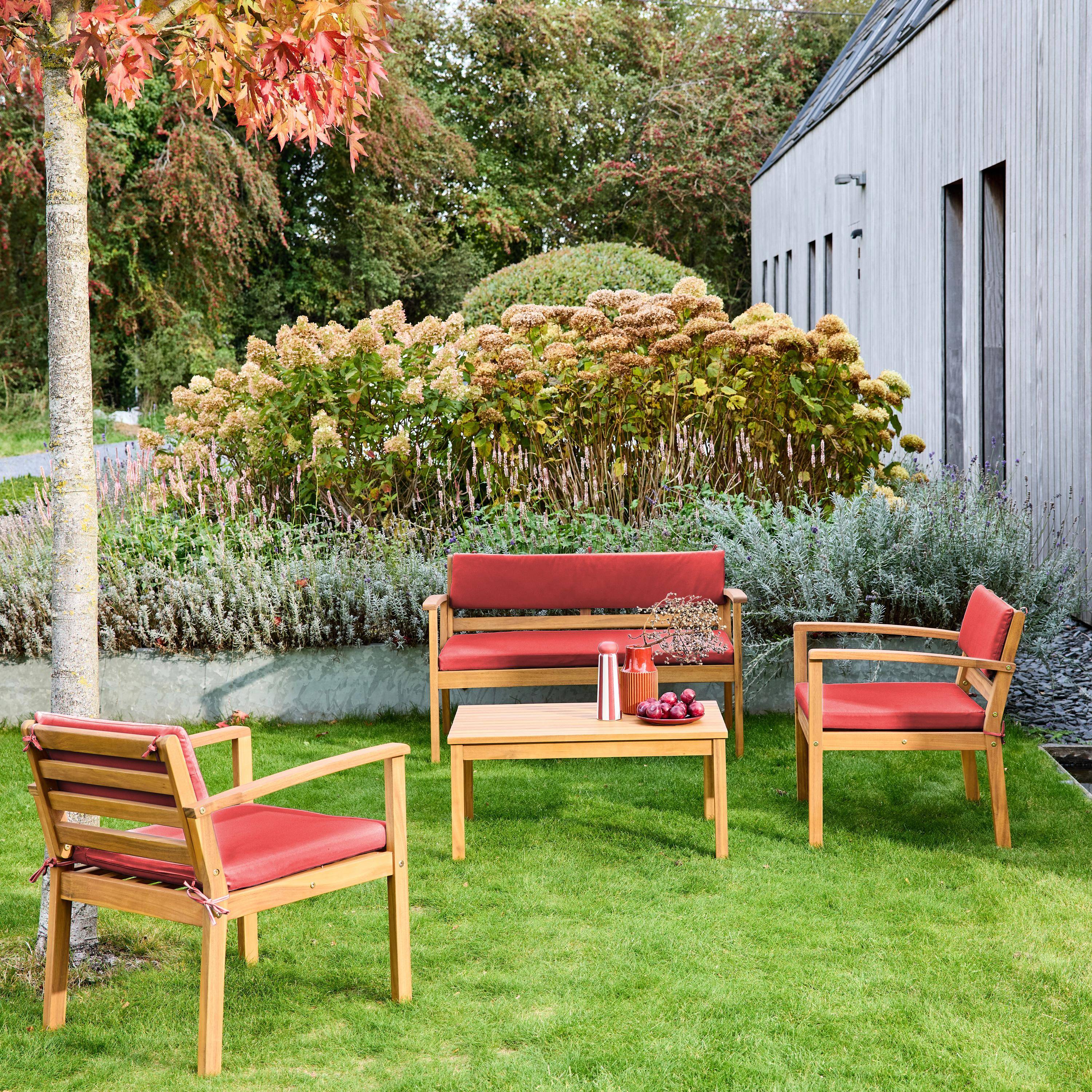 Conjunto de jardín de madera de acacia, 4 plazas Terracotta - 115x62x70 cm Photo2
