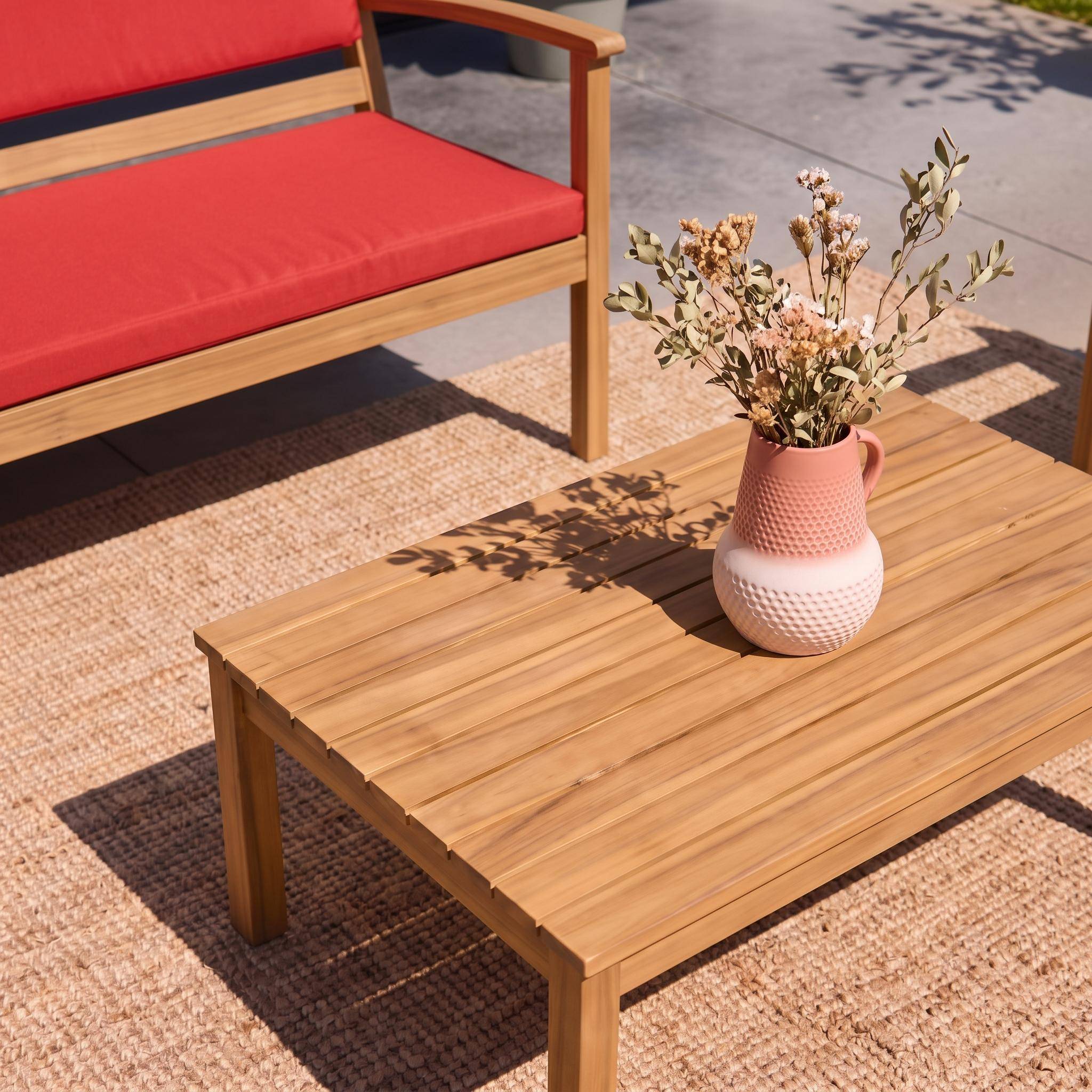 Conjunto de jardín de madera de acacia, 4 plazas Terracota - 115x62x70 cm Photo3