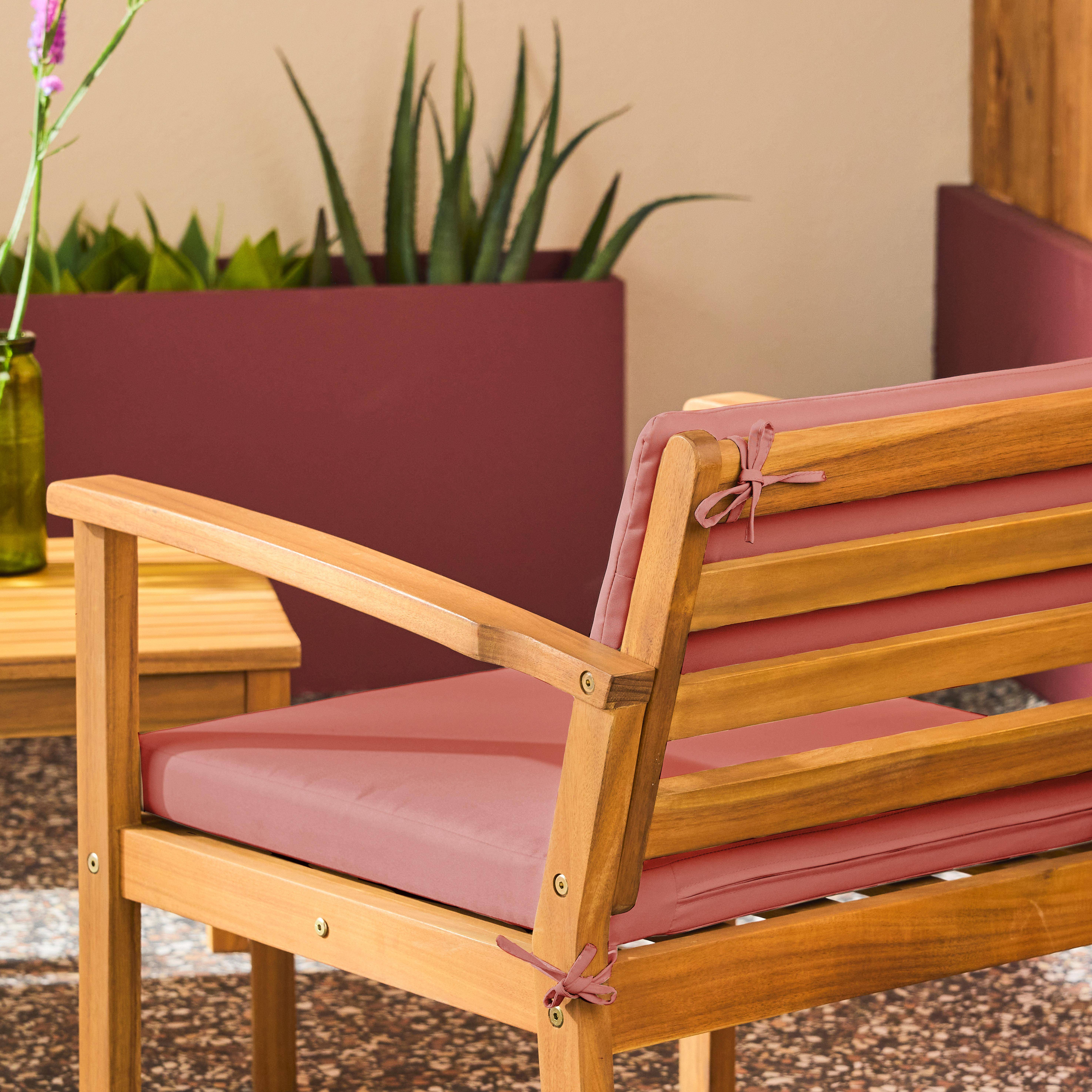 Conjunto de jardín de madera de acacia, 4 plazas Terracota - 115x62x70 cm,sweeek,Photo4