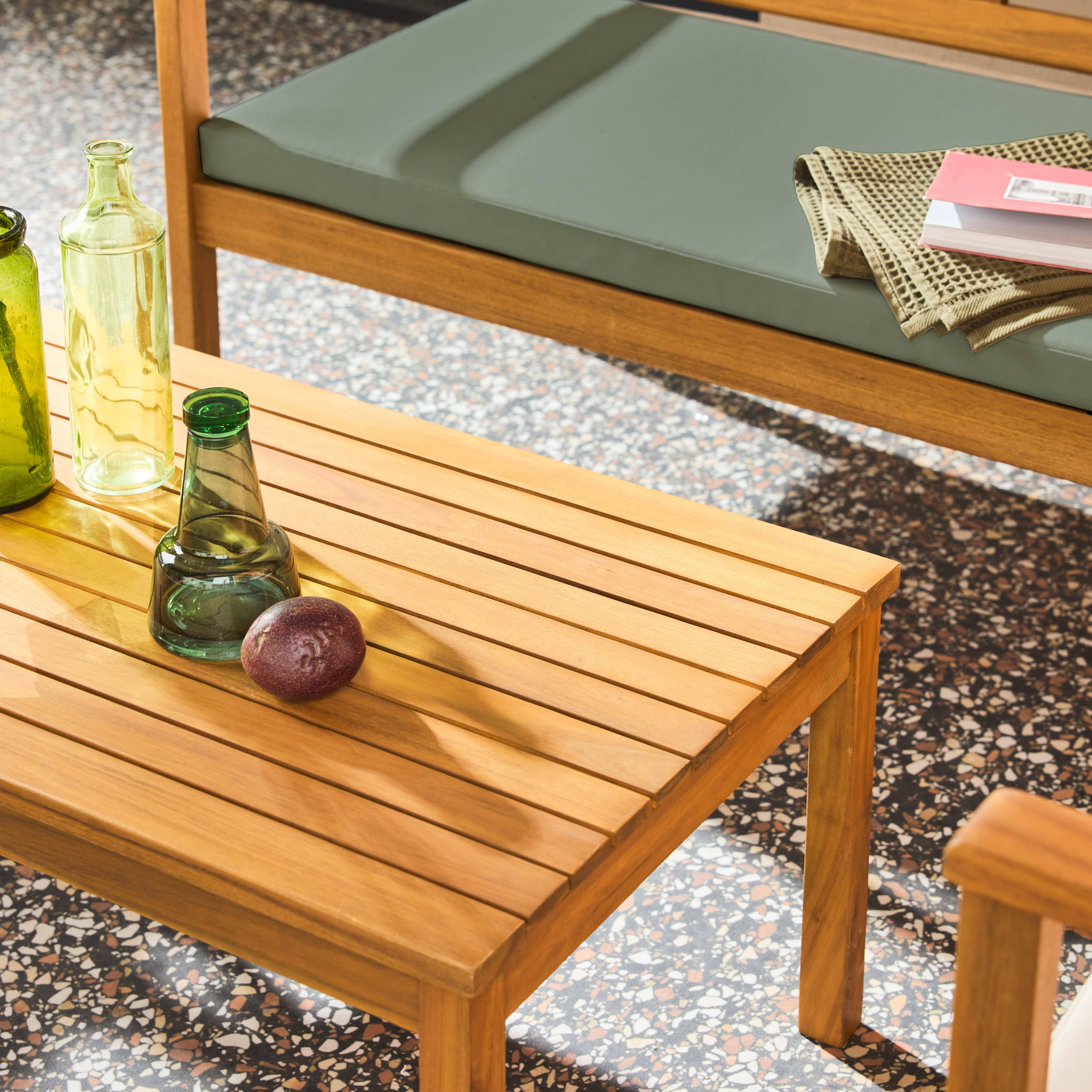 Conjunto de jardín de madera de acacia, 4 plazas Verde kaki - 115x62x70 cm,sweeek,Photo3