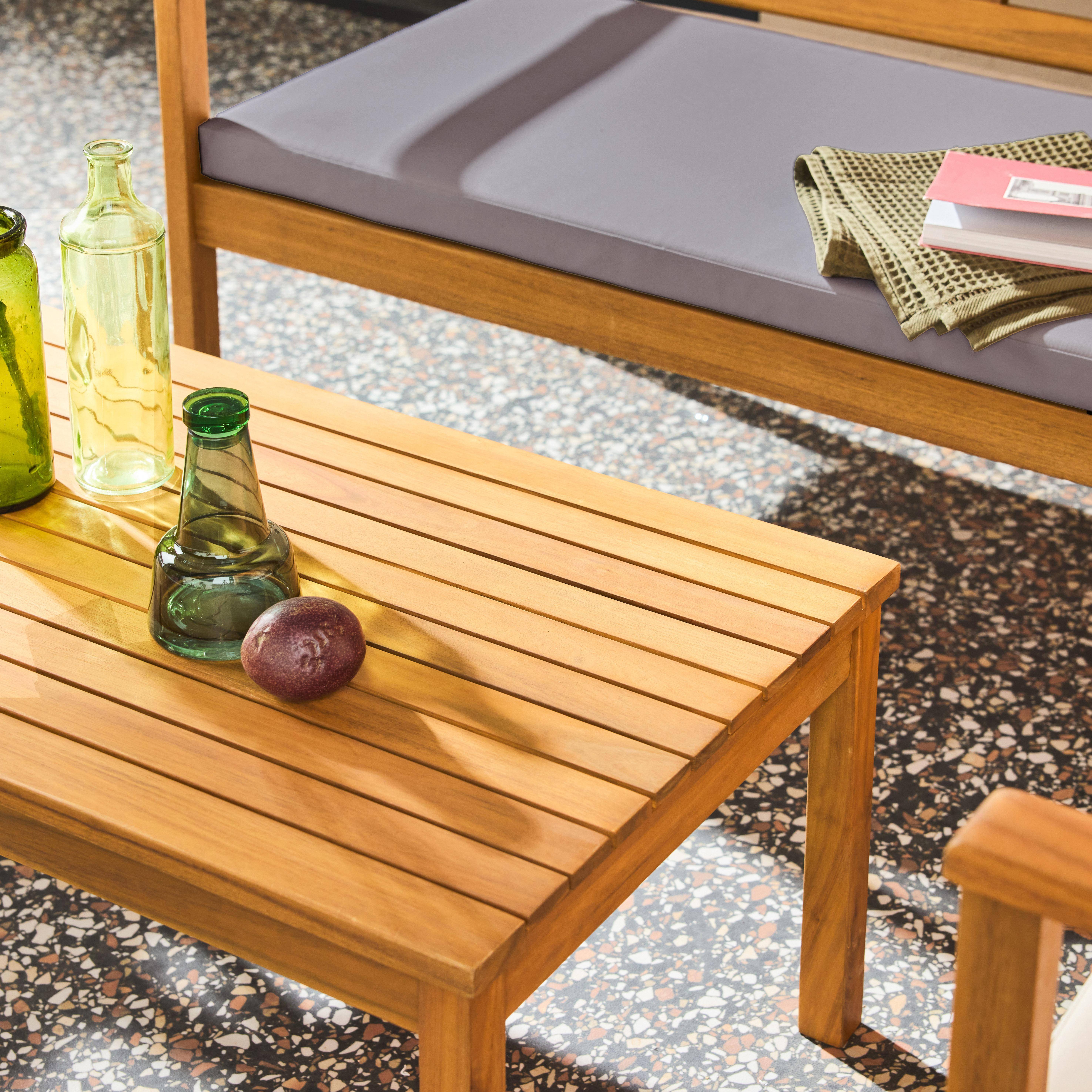 Conjunto de jardín de madera de acacia, 4 plazas Gris - 115x62x70 cm,sweeek,Photo3