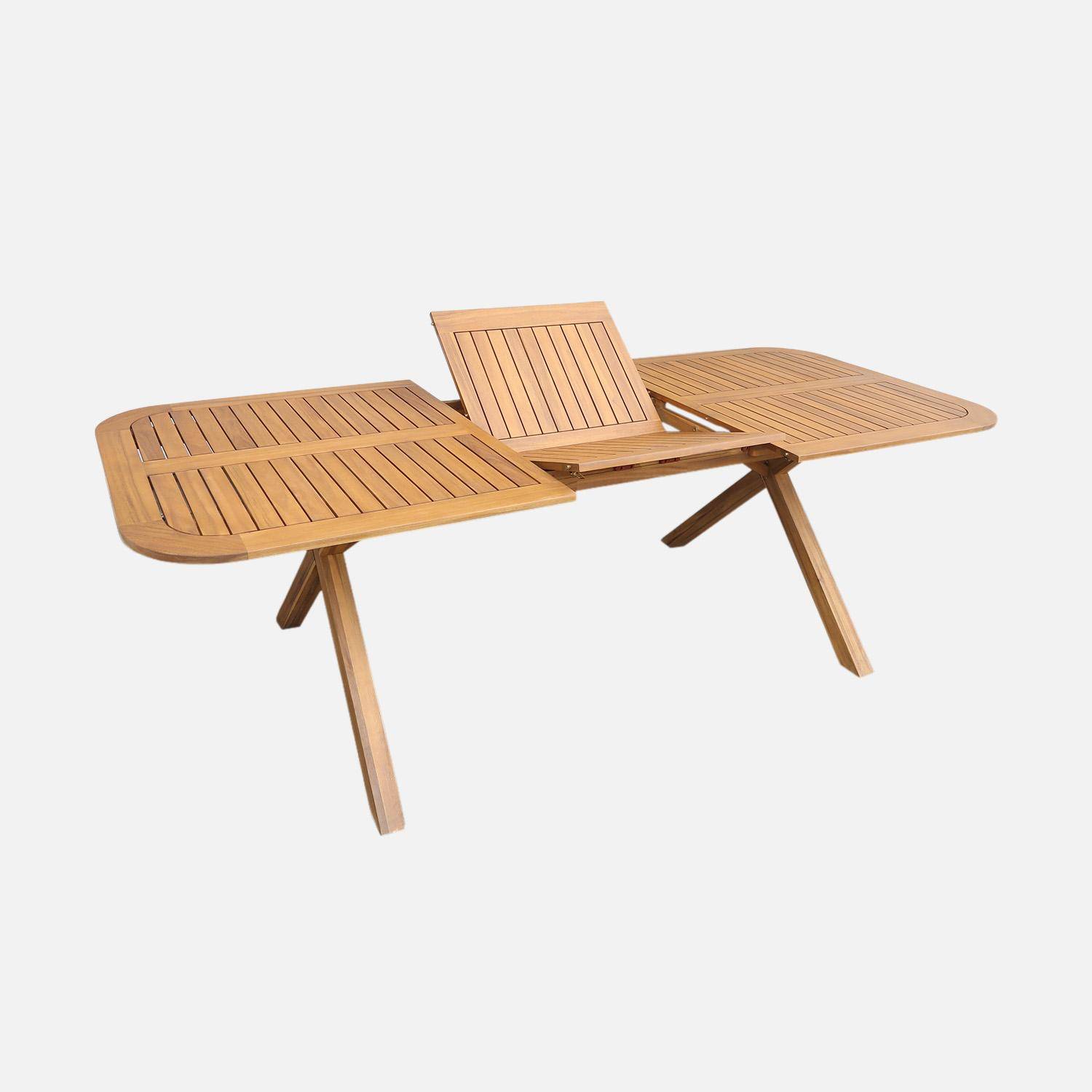 Tavolo da giardino estensibile in legno di acacia, 6-8 posti Marrone naturale - 180x100x75 cm Photo2