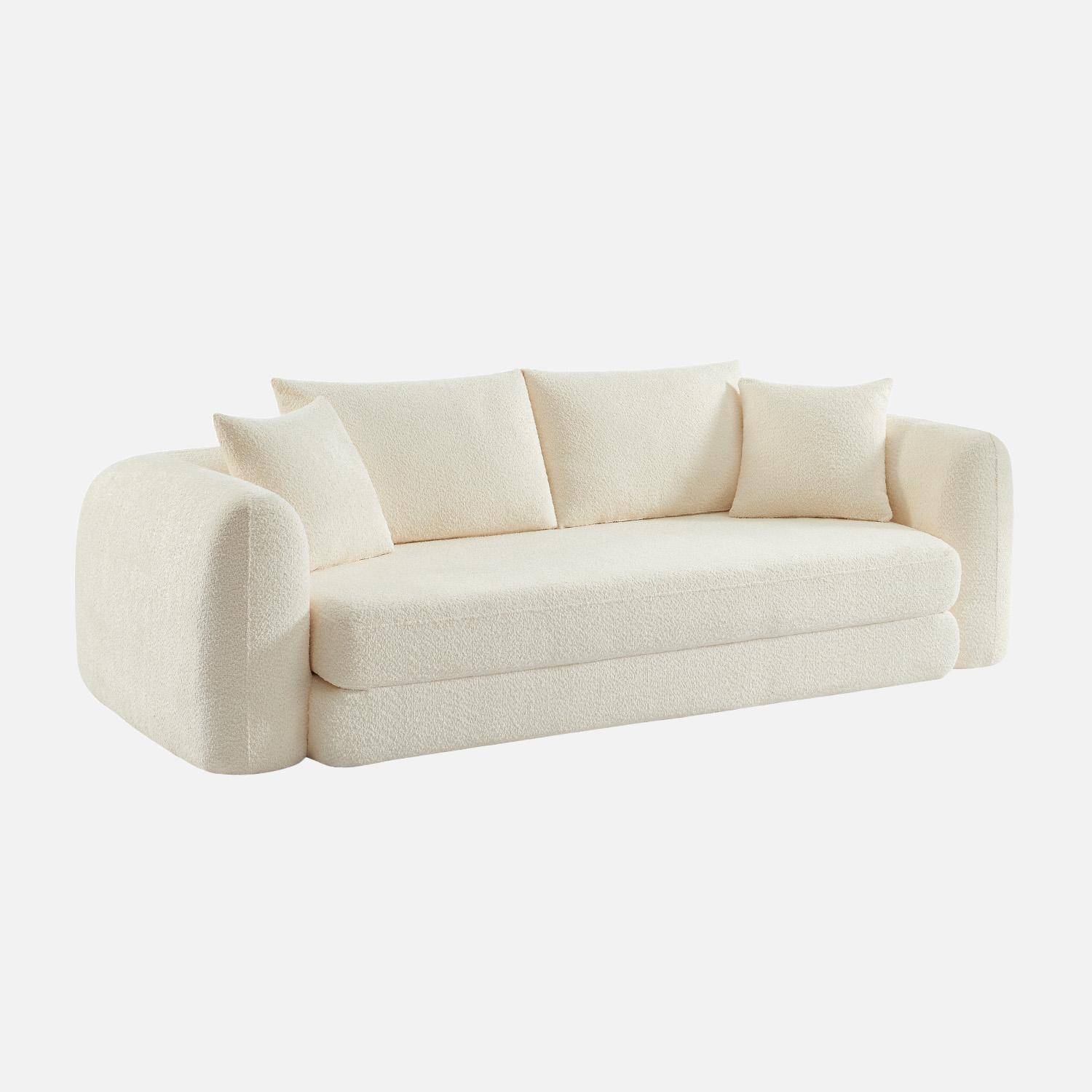 3-Sitzer-Schlafsofa mit strukturiertem Bouclé-Bezug, antikweiß,  L 243 x T 112 x H 66 cm - Sweeetch Photo1 3-Sitzer-Schlafsofa mit strukturiertem Bouclé-Bezug, antikweiß,  L 243 x T 112 x H 66 cm - Sweeetch Photo1
