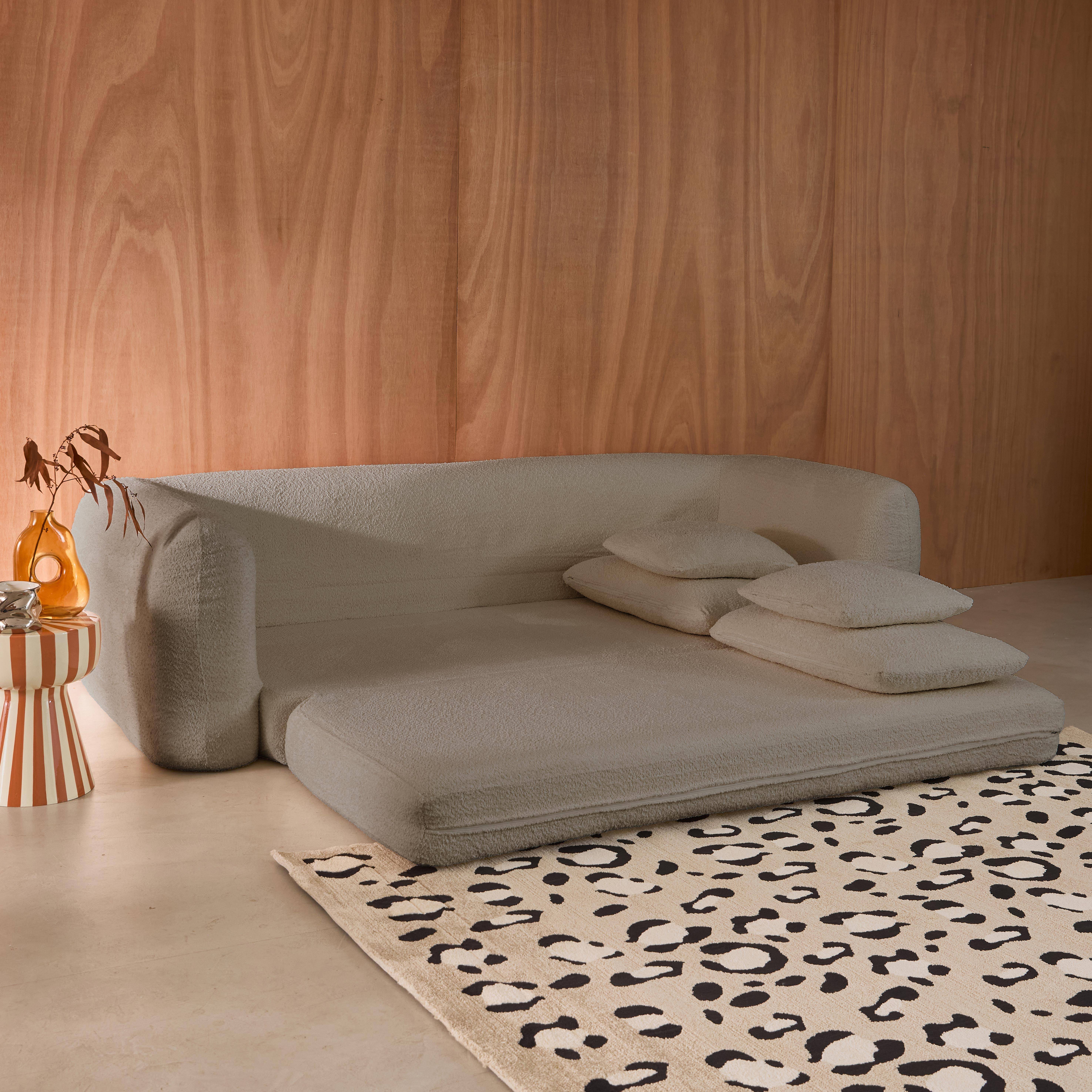 3-Sitzer-Schlafsofa mit strukturiertem Bouclé-Bezug, taupe,  L 243 x T 112 x H 66 cm - Sweeetch Photo3