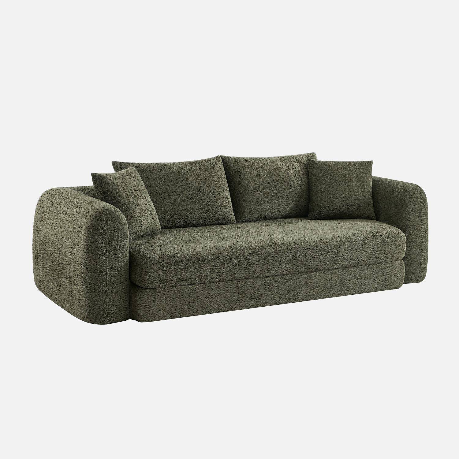 3-Sitzer-Schlafsofa mit strukturiertem Bouclé-Bezug, khaki,  L 243 x T 112 x H 66 cm - Sweeetch Photo1 3-Sitzer-Schlafsofa mit strukturiertem Bouclé-Bezug, khaki,  L 243 x T 112 x H 66 cm - Sweeetch Photo1